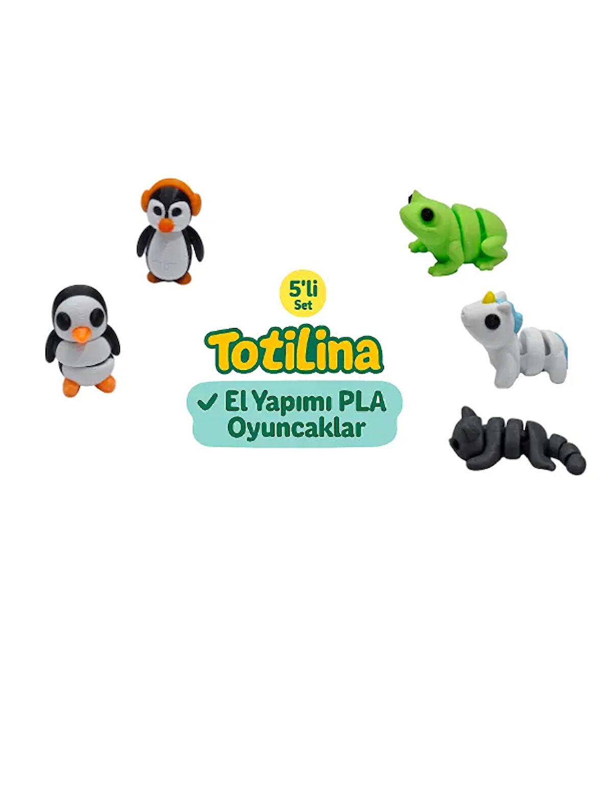 5'li set (kurbağa unicorn kedi penguen…)