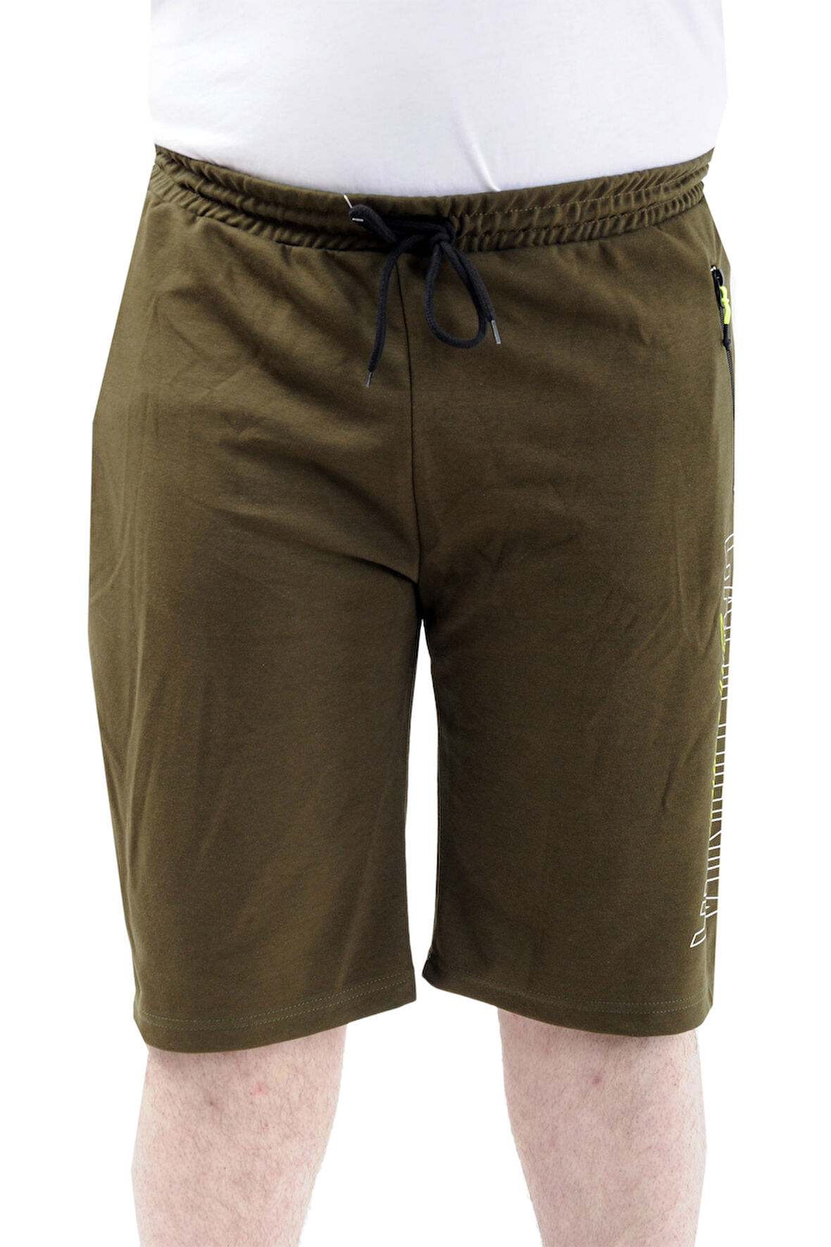 Mode XL Büyük Beden Erkek Kapri Şort Baskılı CALIFORNIA 24503 Haki