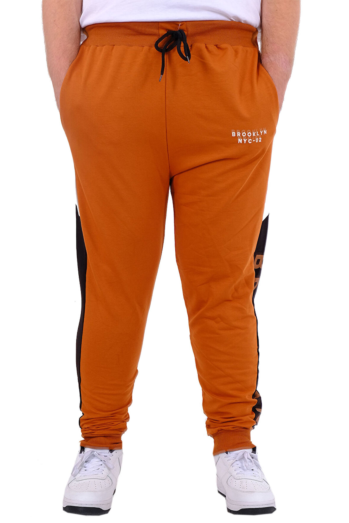 Mode XL Büyük Beden Erkek Eşofman Altı İnterlok Garnili BROOKLYN 24517 Tarçın