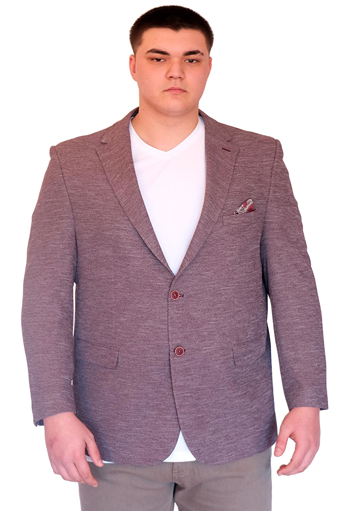 Mode XL Büyük Beden Erkek Klasik Blazer Ceket BRITANYA 23028 BORDO