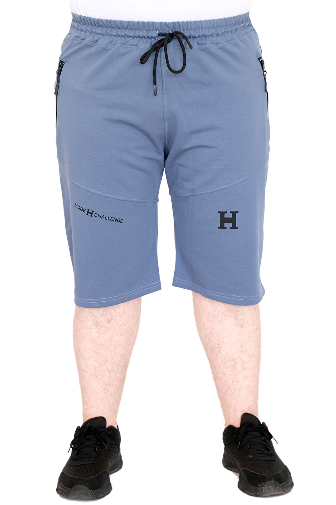 Mode XL Büyük Beden Erkek Şort 2 İplik Parçalı U25504 Mavi