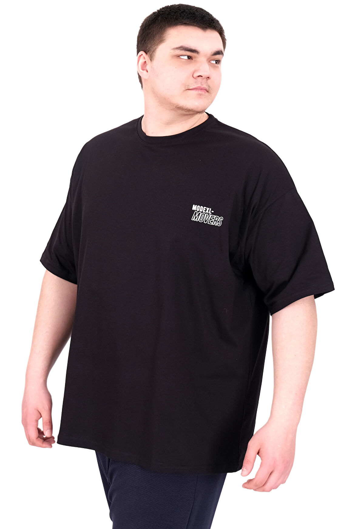 Mode XL Büyük Beden Erkek T-Shirt Bisiklet Yaka FAITH U25030 Siyah