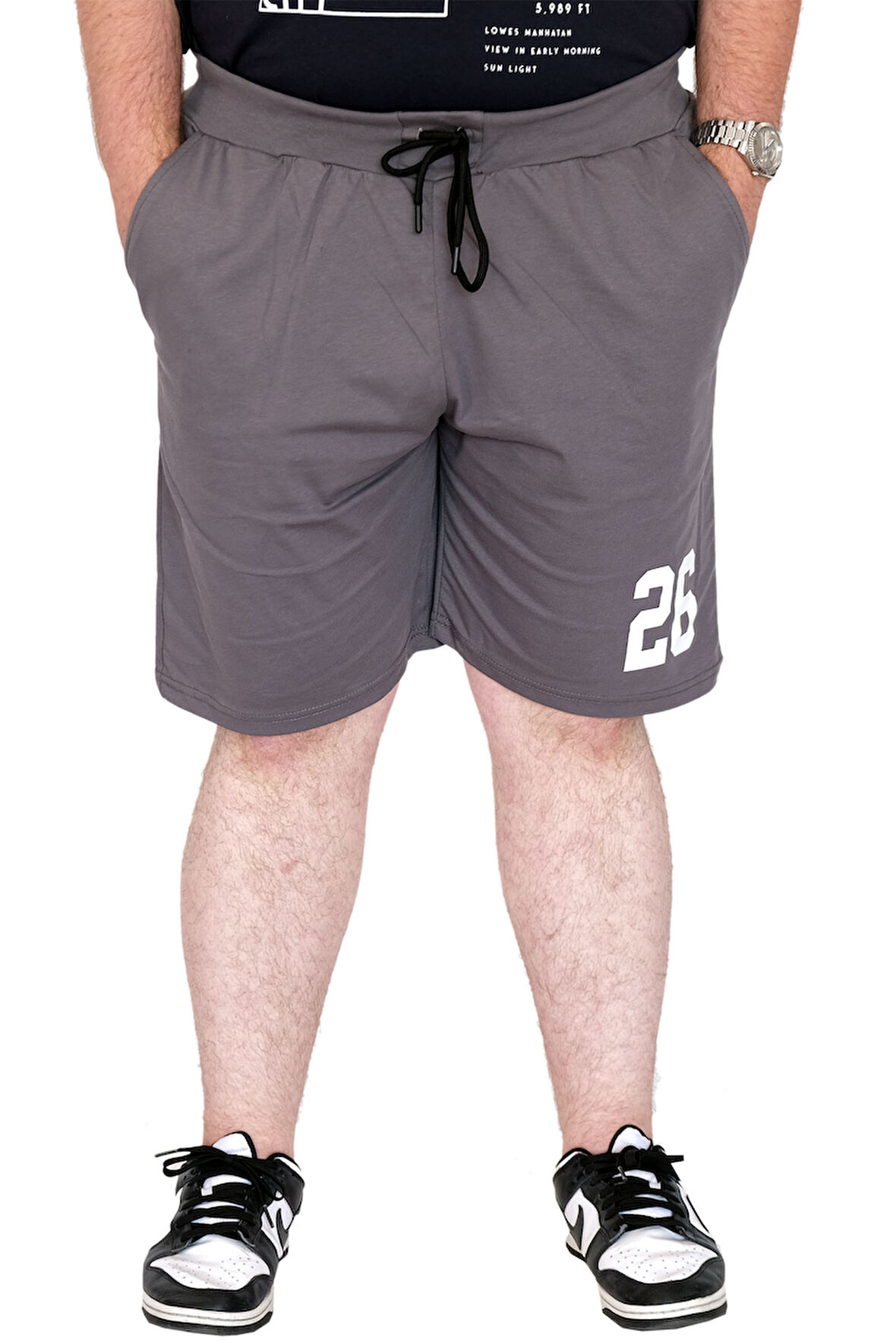 Mode XL Büyük BedenErkek Şort 26 Baskılı 25301S Füme