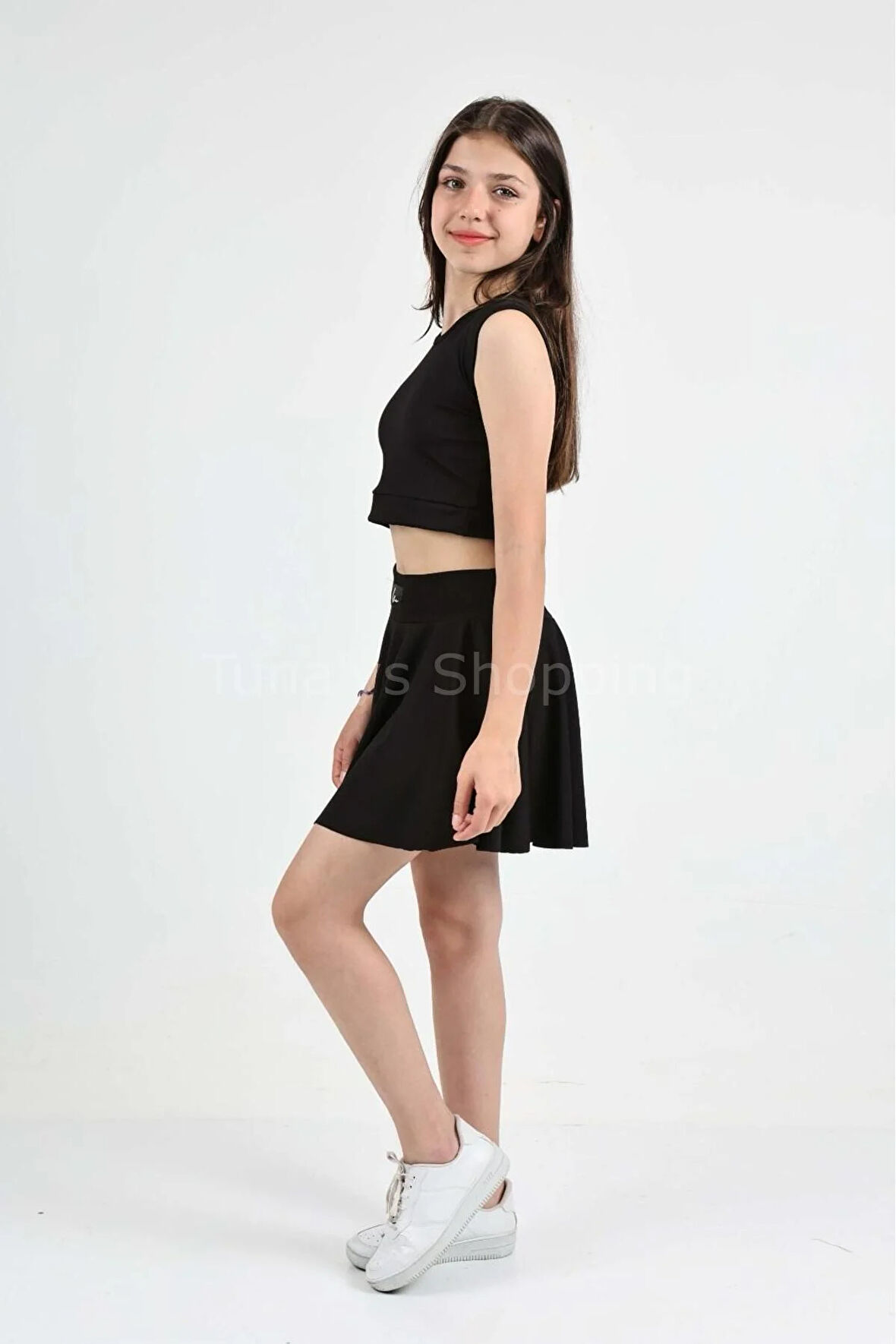 Şort Etekli Crop Body Sıfır Kol Sporcu Takım (RYBYisv5pf)