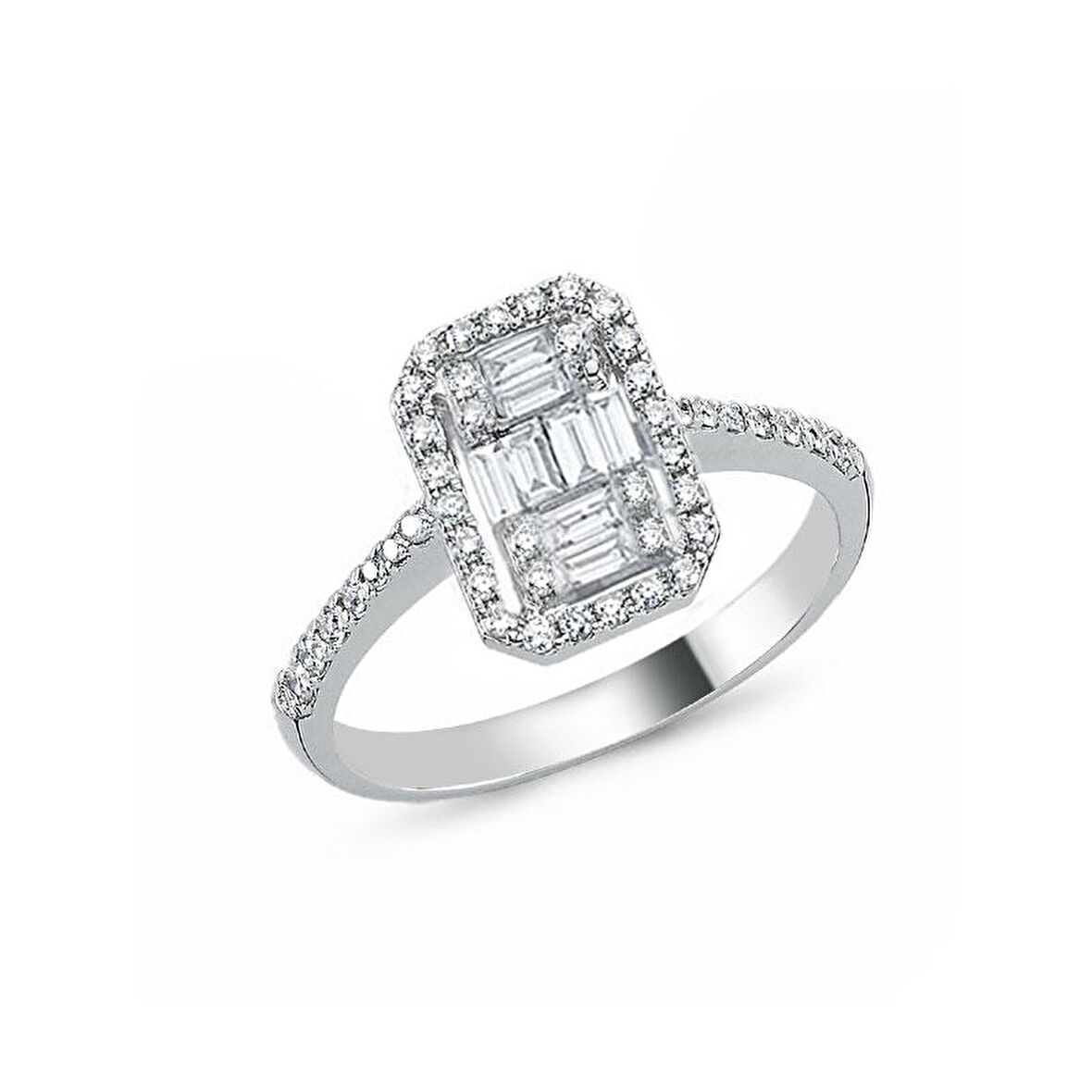 0.80ct Pırlanta Baget Yüzük