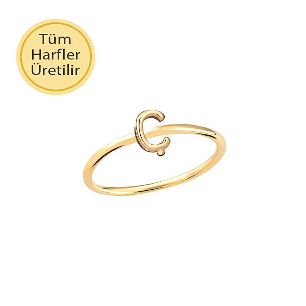 14 Ayar Altın Ç Harfli Yüzük