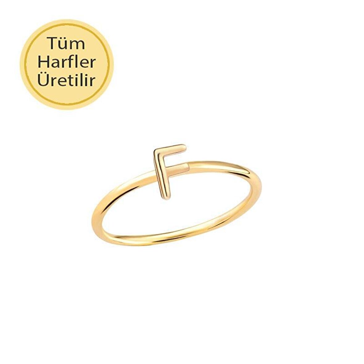 14 Ayar Altın F Harfli Yüzük