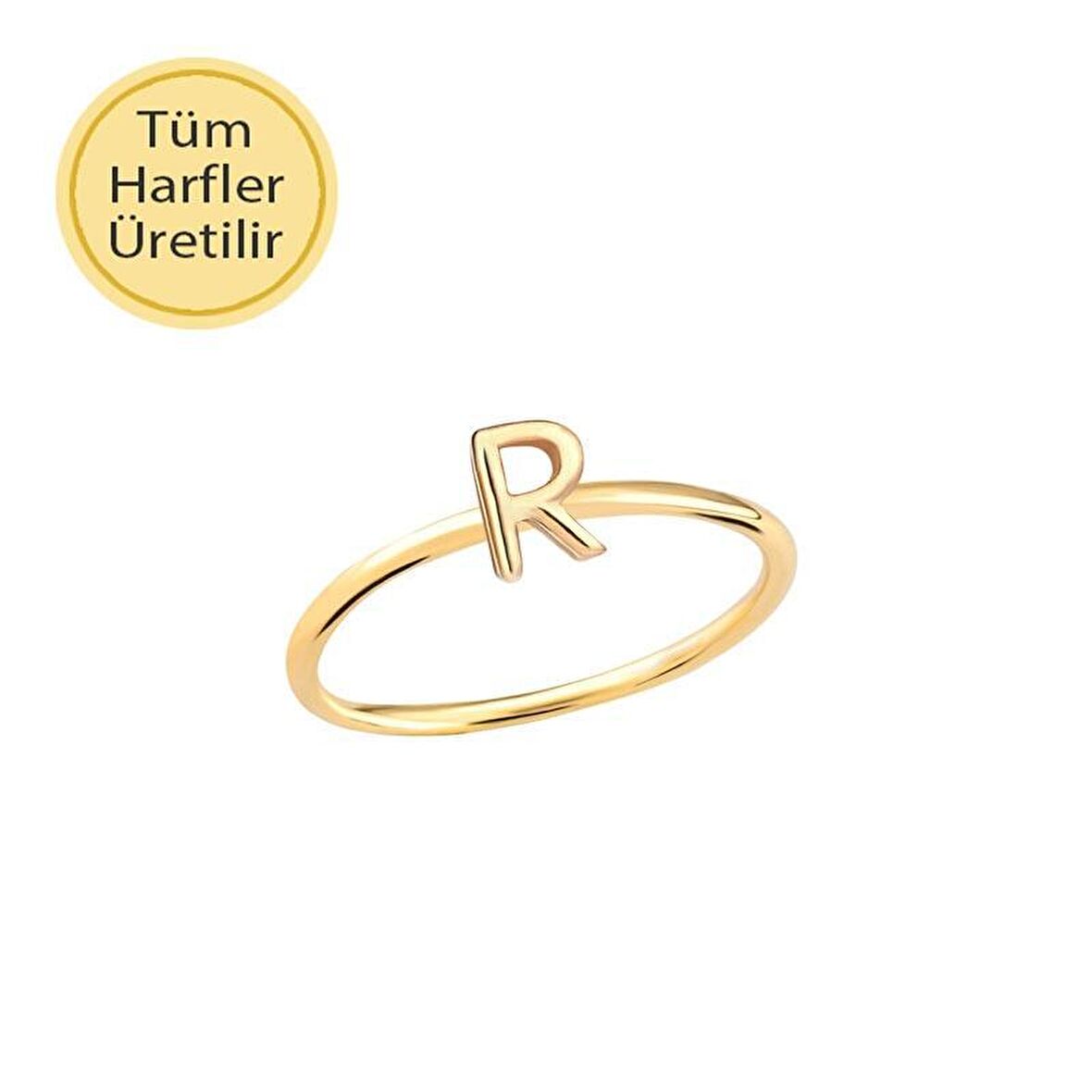 14 Ayar Altın R Harfli Yüzük