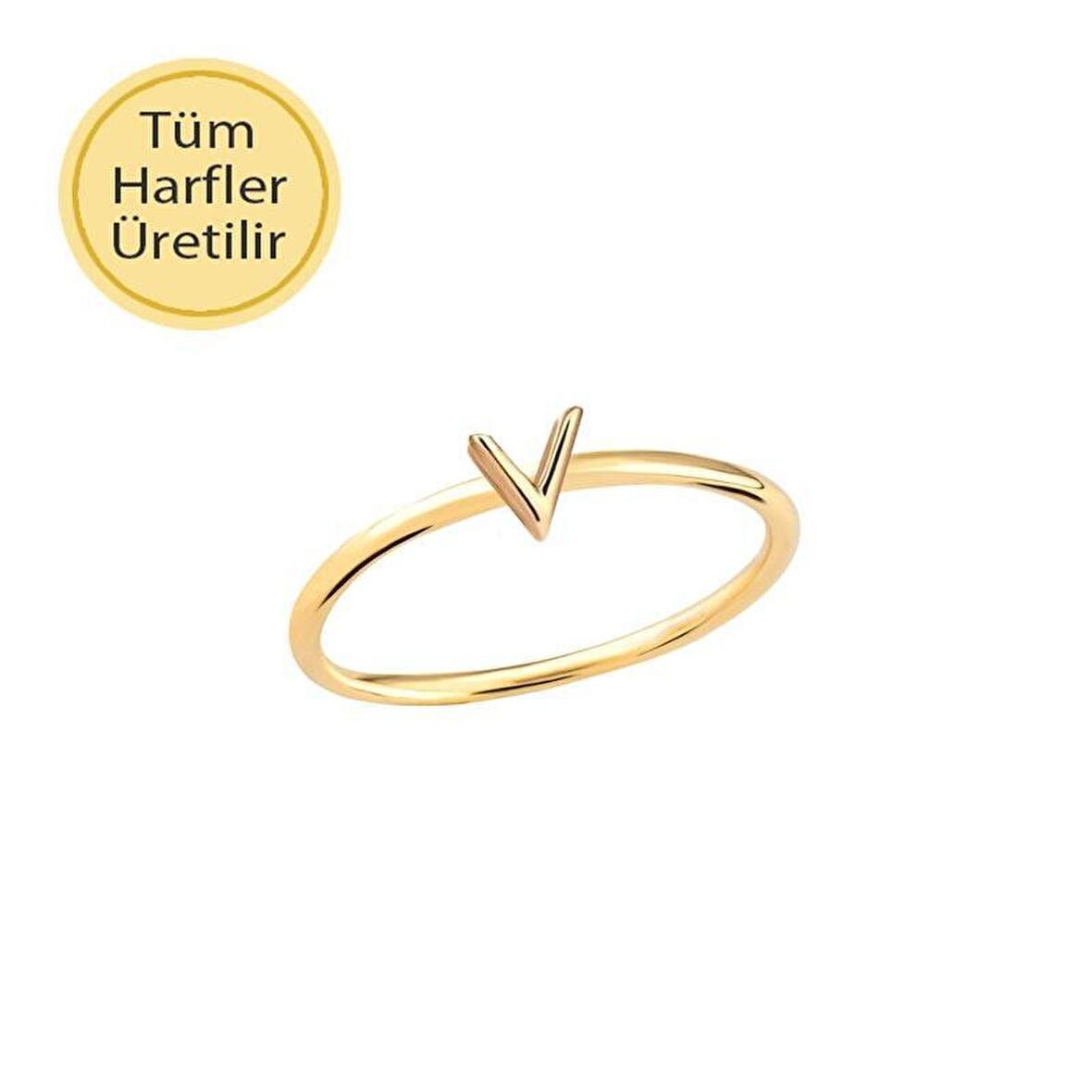 14 Ayar Altın V Harfli Yüzük