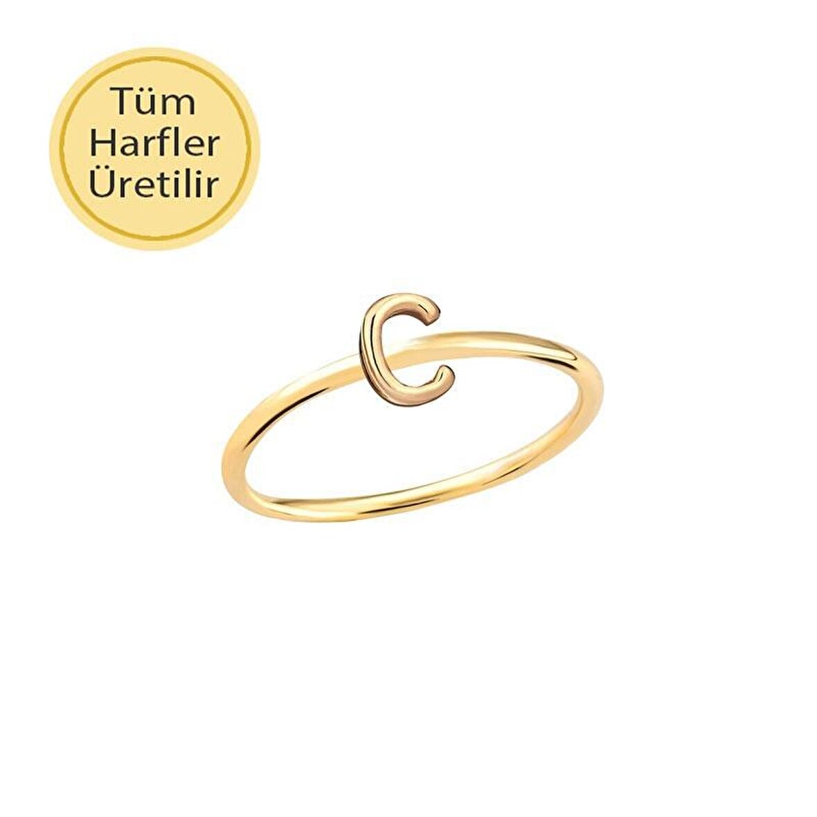 14 Ayar Altın C Harfli Yüzük
