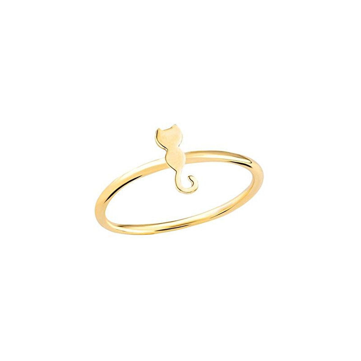 14 Ayar Altın Minimal Kedi Yüzük