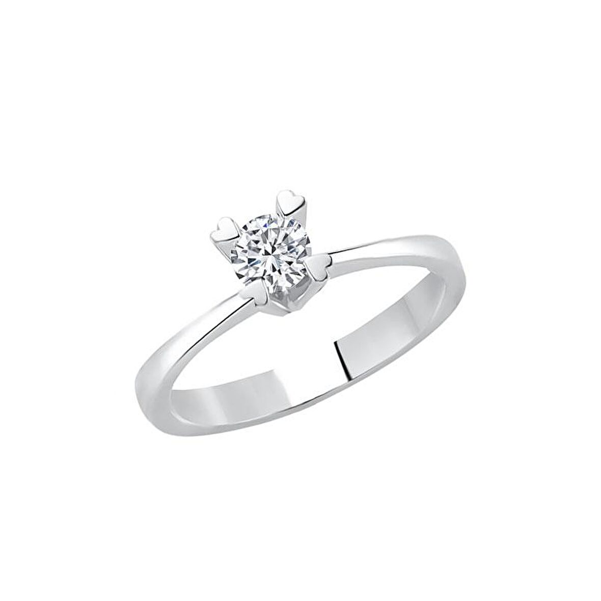 Pırlanta Kalpli Tektaş Yüzük