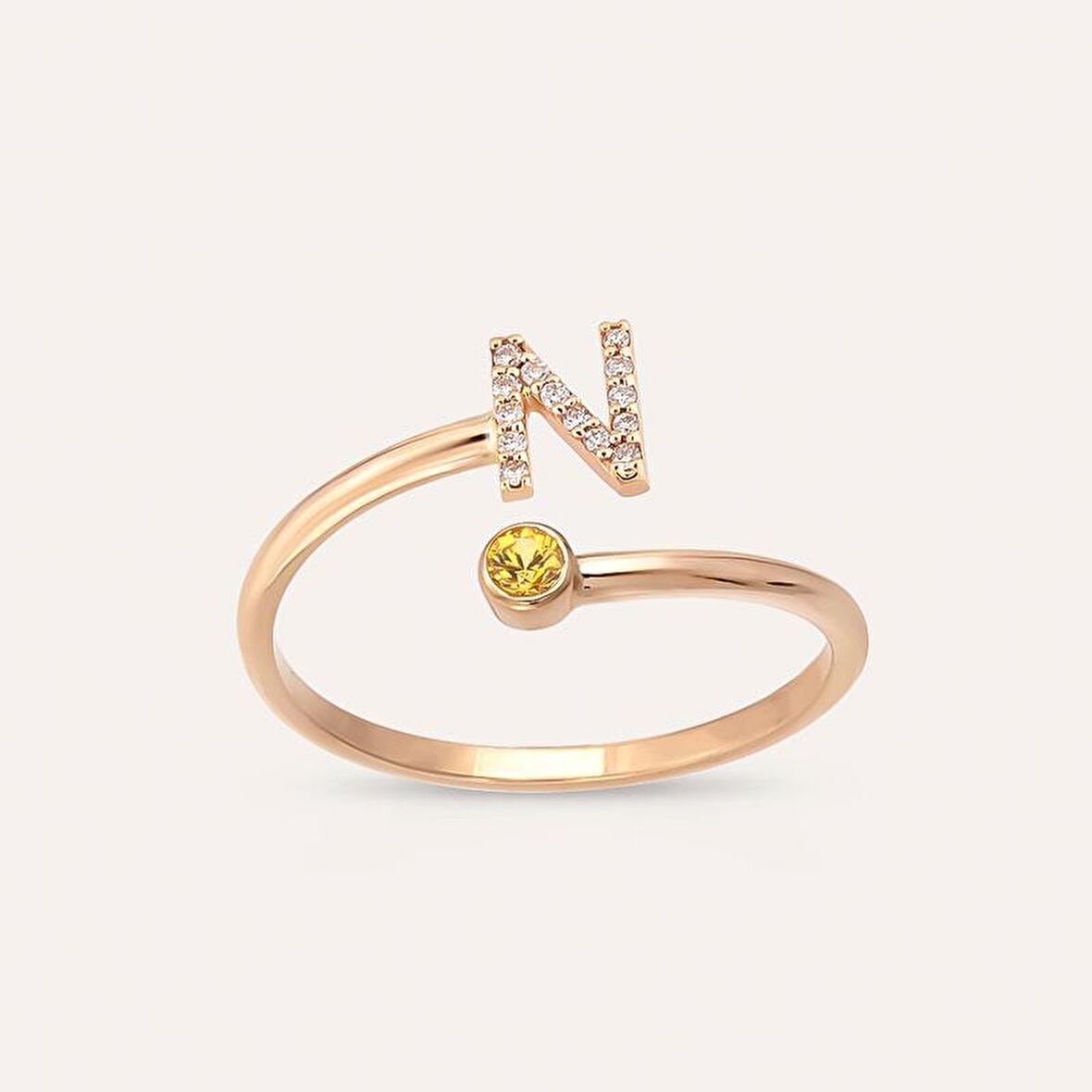 Harfli Pırlanta Tektaş Yüzük