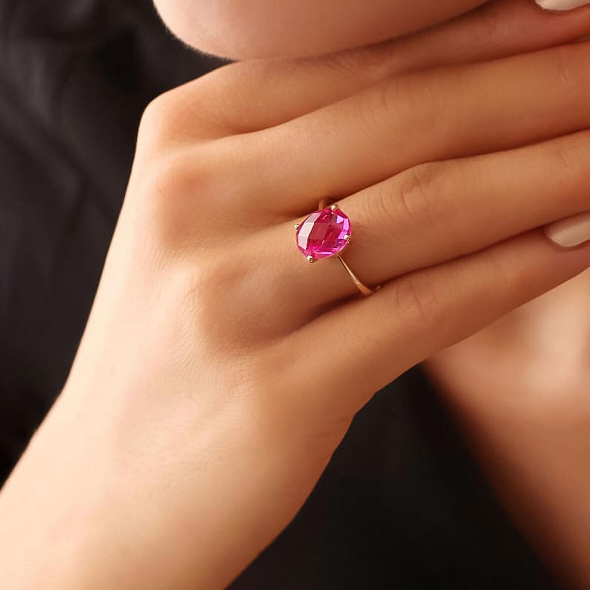 14k Pembe Topaz Taşlı Altın Yüzük