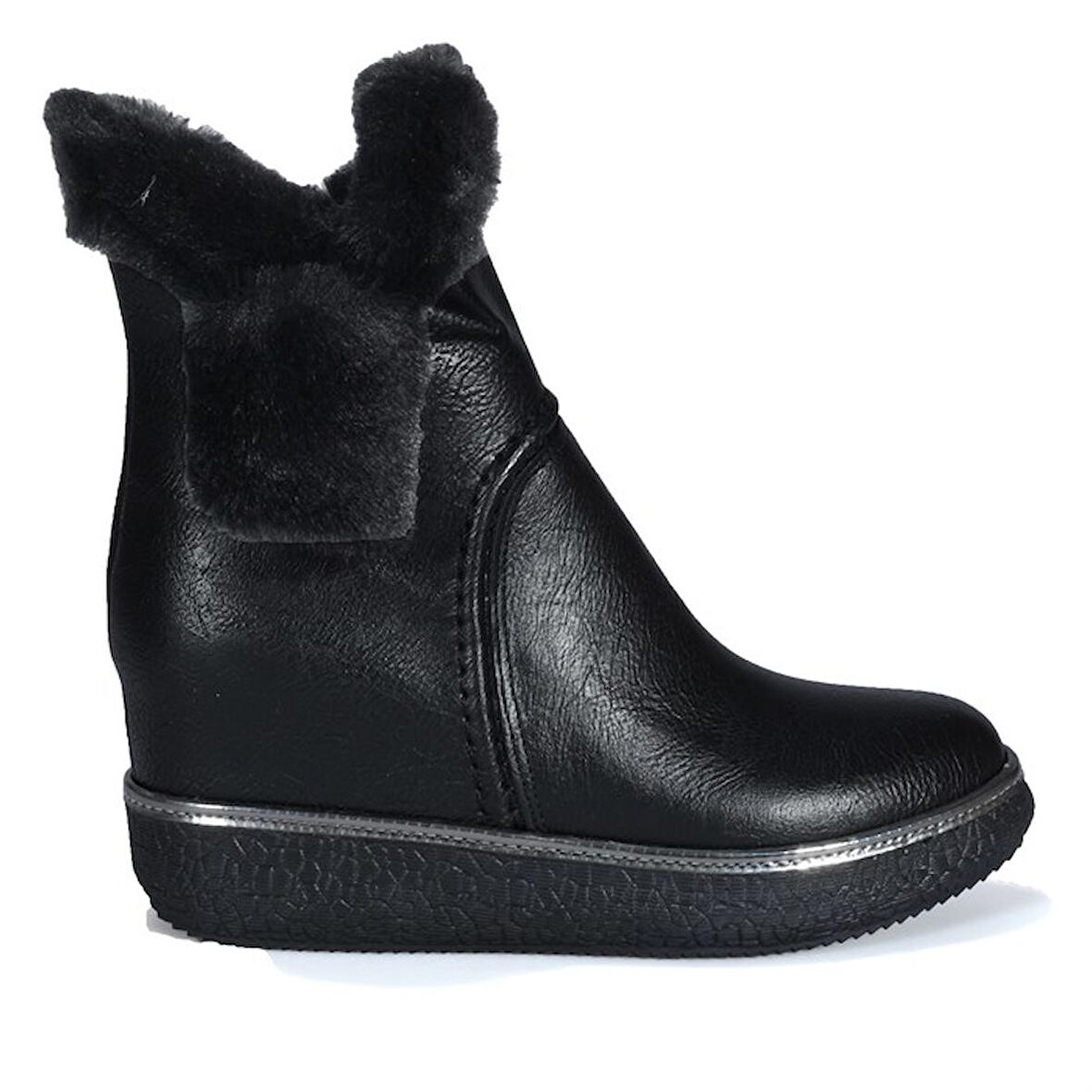 Gizli Dolgu Topuklu Kadın Siyah Bot