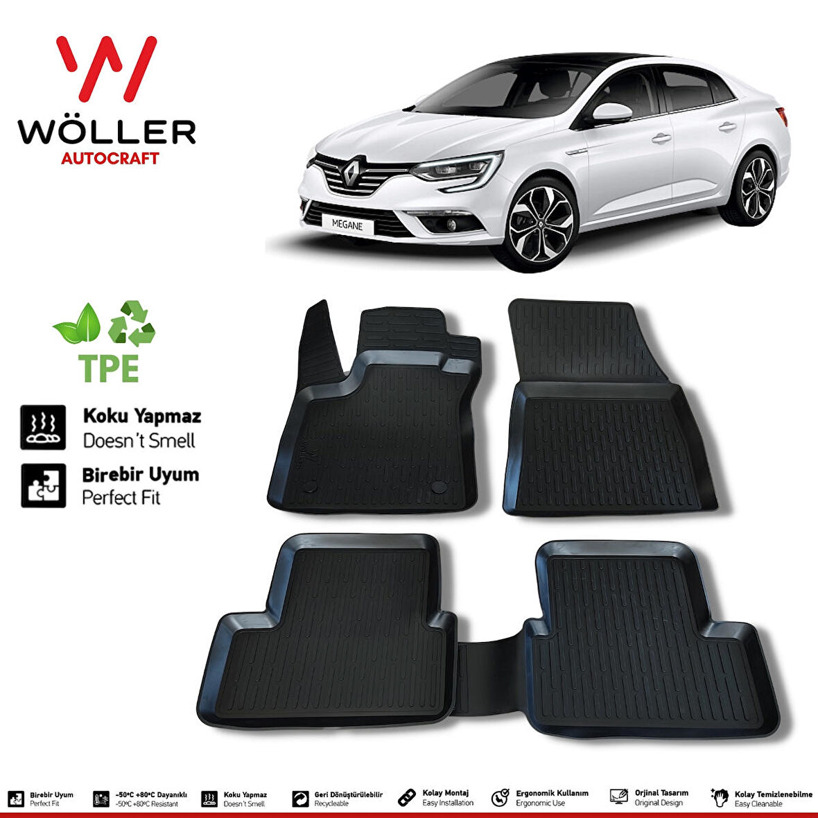 Renault Megane 4 Paspas Sedan 2016 2022 Arası 3d Havuzlu Wöller Paspas