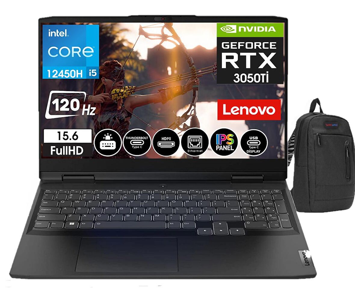 Lenovo IdeaPad Gaming 3 15IAH7 Intel® Core™ i5-12450H 16gb Ram 512gb SSD 4GB RTX3050Tİ 15,6 İnç 120Hz FHD Windows11Pro Taşınabilir Bilgisayar 882S9016MTX19+WeblegelsinÇanta