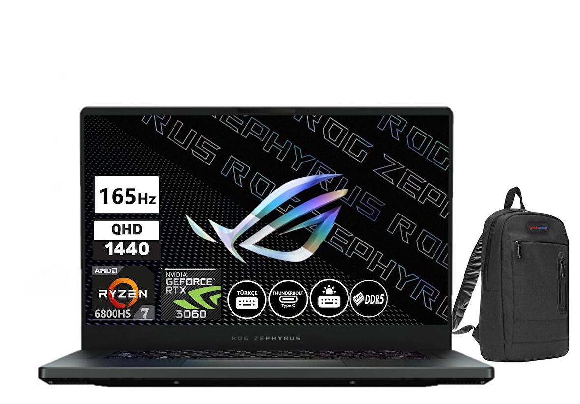 Asus ROG Zephyrus G15 GA503RM-HQ122 AMD Ryzen 7 6800HS 24GB DDR5 Ram 1tb SSD 6GB RTX3060 15,6 inç WQHD 165Hz Windows11Home Taşınabilir Bilgisayar ZPHRSHQ12214+ZettaÇanta