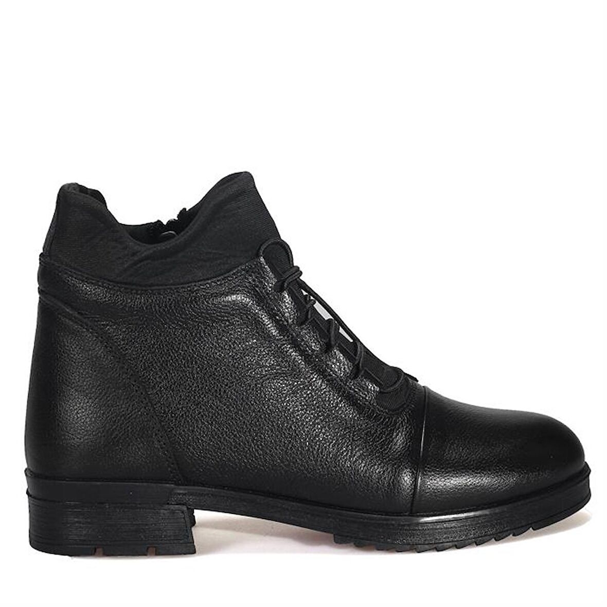 Bordolli Siyah Dalgıç Kumaş Kadın Deri Bot