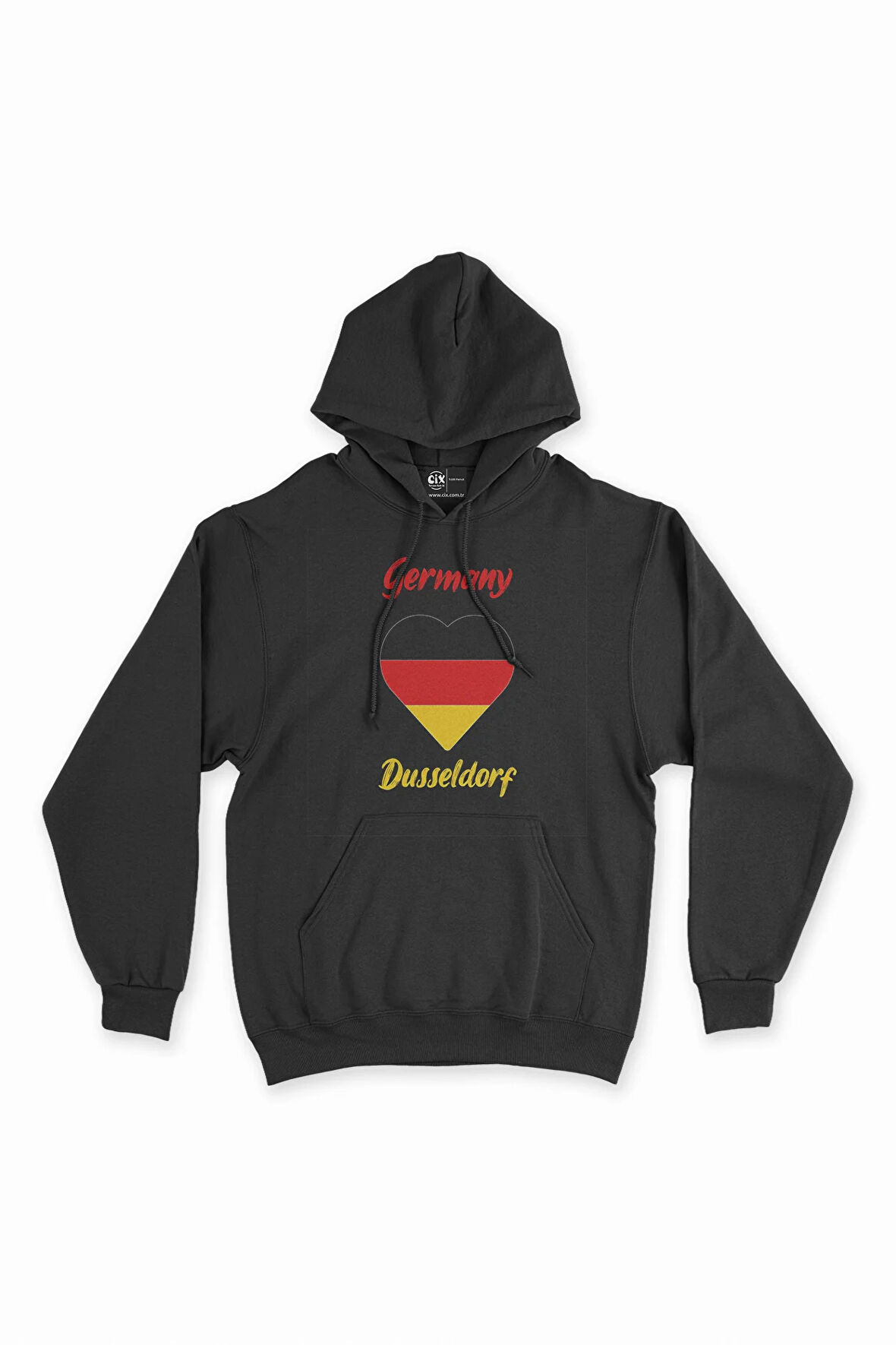 Dusseldorf Almanya  Bayraklı Kalpli Siyah Sweatshirt Hoodie