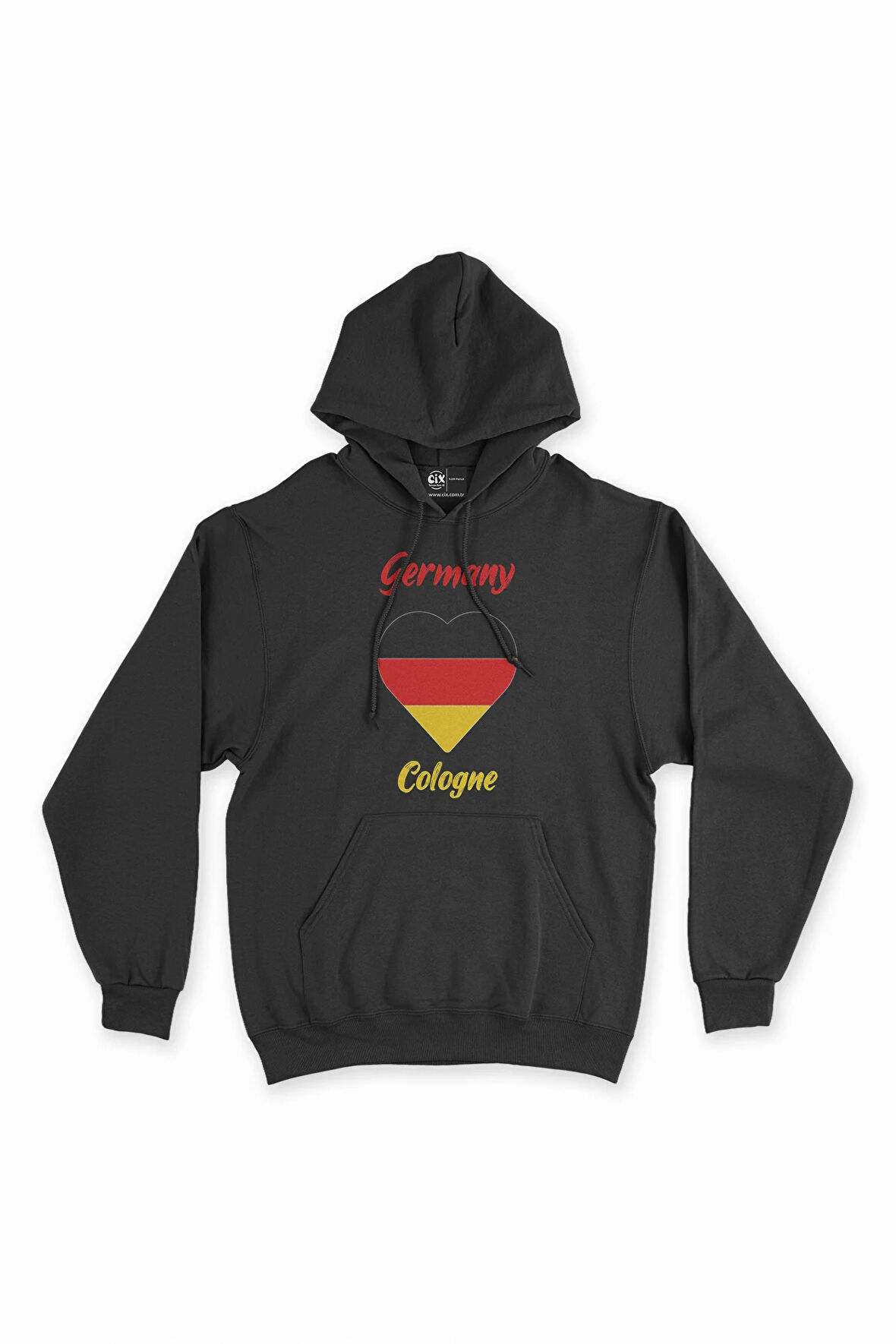 Köln Almanya  Bayraklı Kalpli Siyah Sweatshirt Hoodie