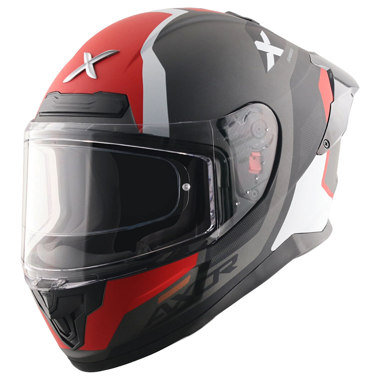 Axor Saber Spark Motosiklet Kask Grey Red  MAT