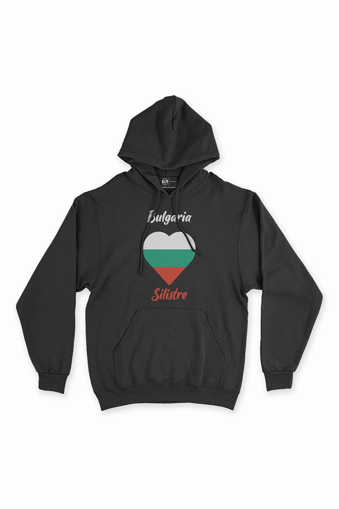 Silistre Bulgaristan Bayraklı Kalpli Siyah Sweatshirt Hoodie