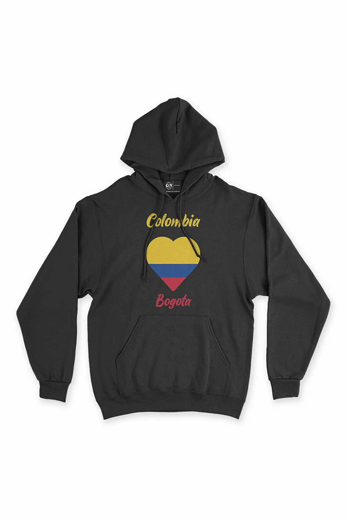 Bogota Kolombiya Bayraklı Kalpli Siyah Sweatshirt Hoodie