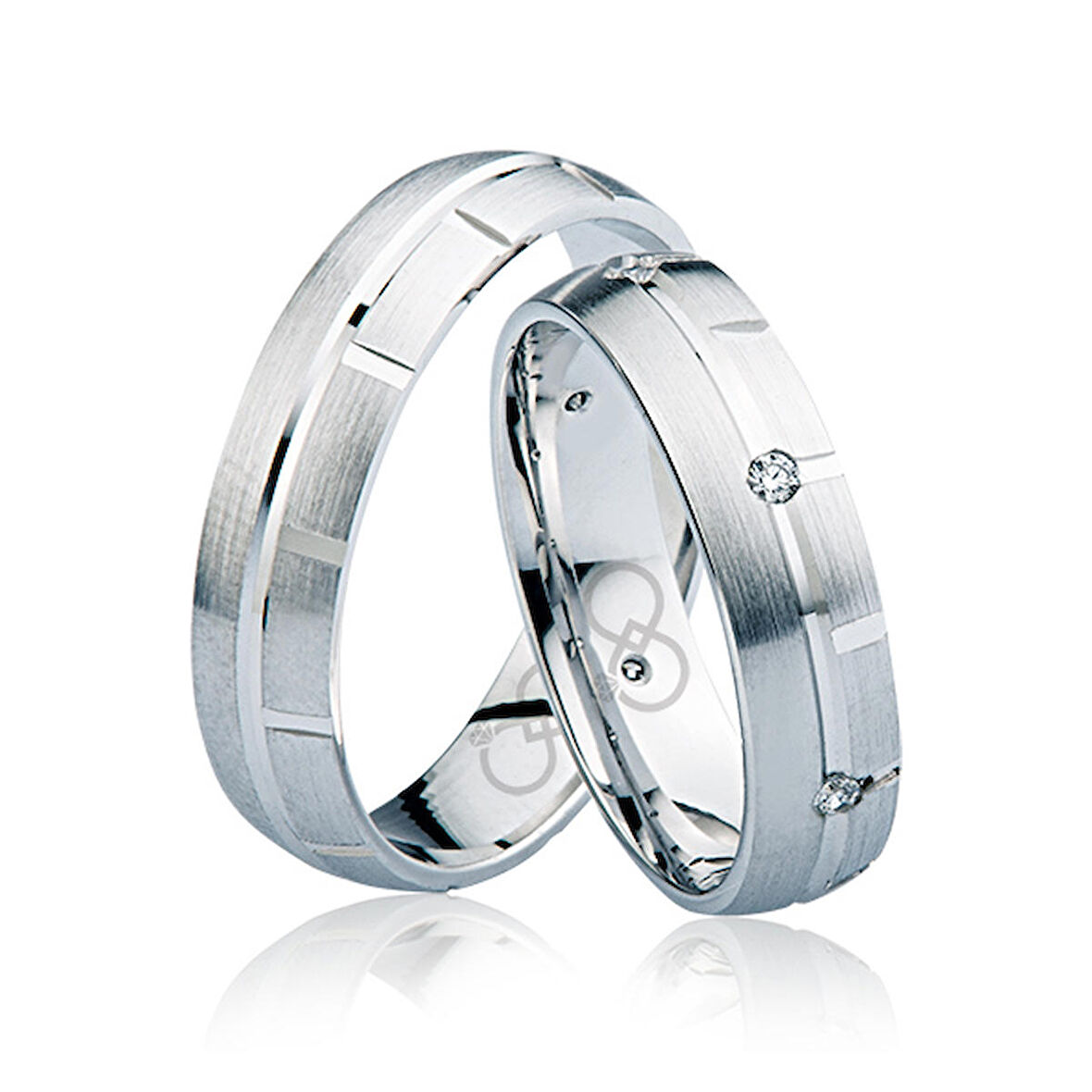 Beyaz Taşlı Altın Alyans 3005-1