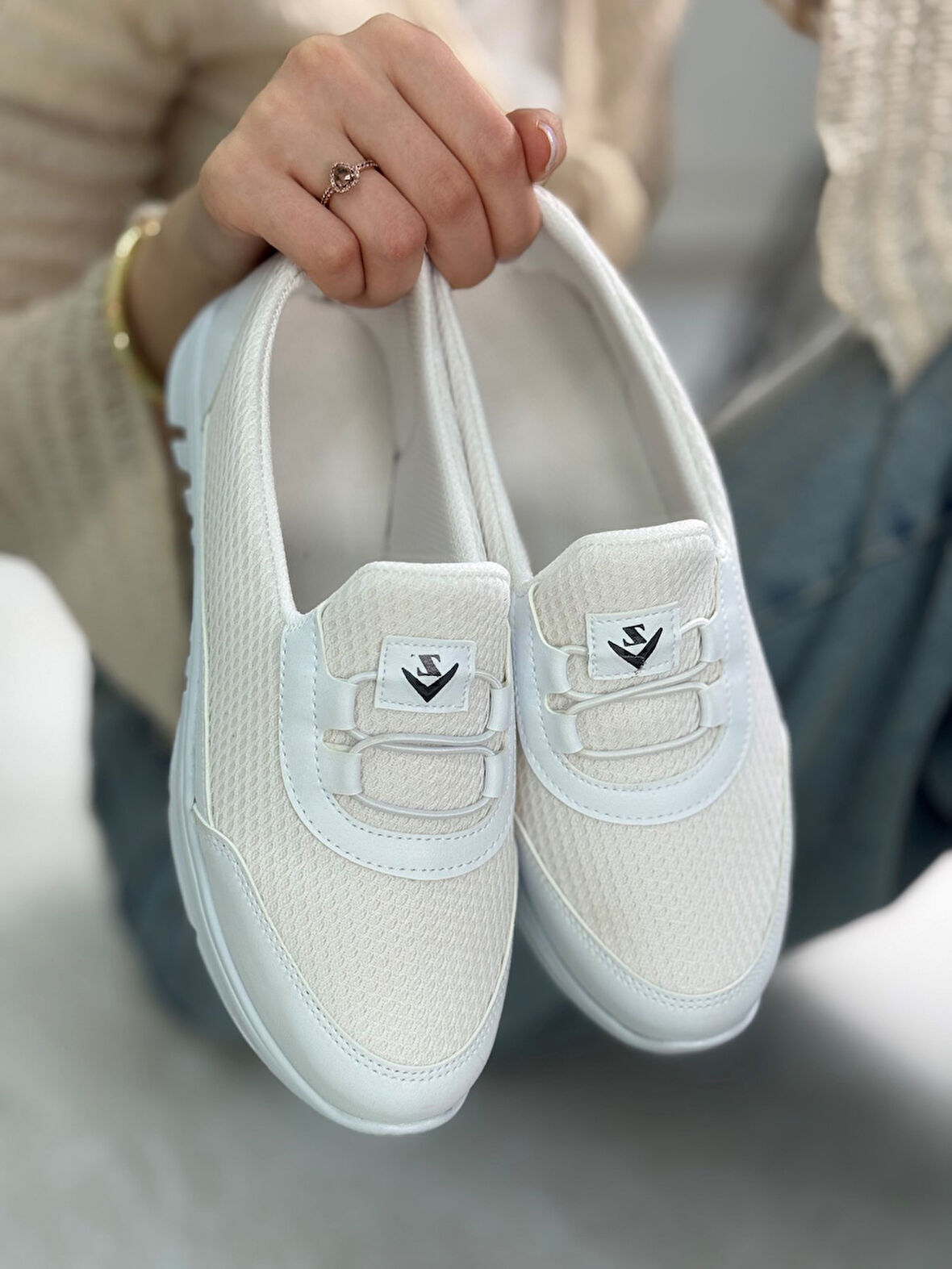 Günlük Kadın Spor Ayakkabı Lastik Bağcık Fileli Hava Alabilen Rahat  Kaymaz Taban Sneaker 3005