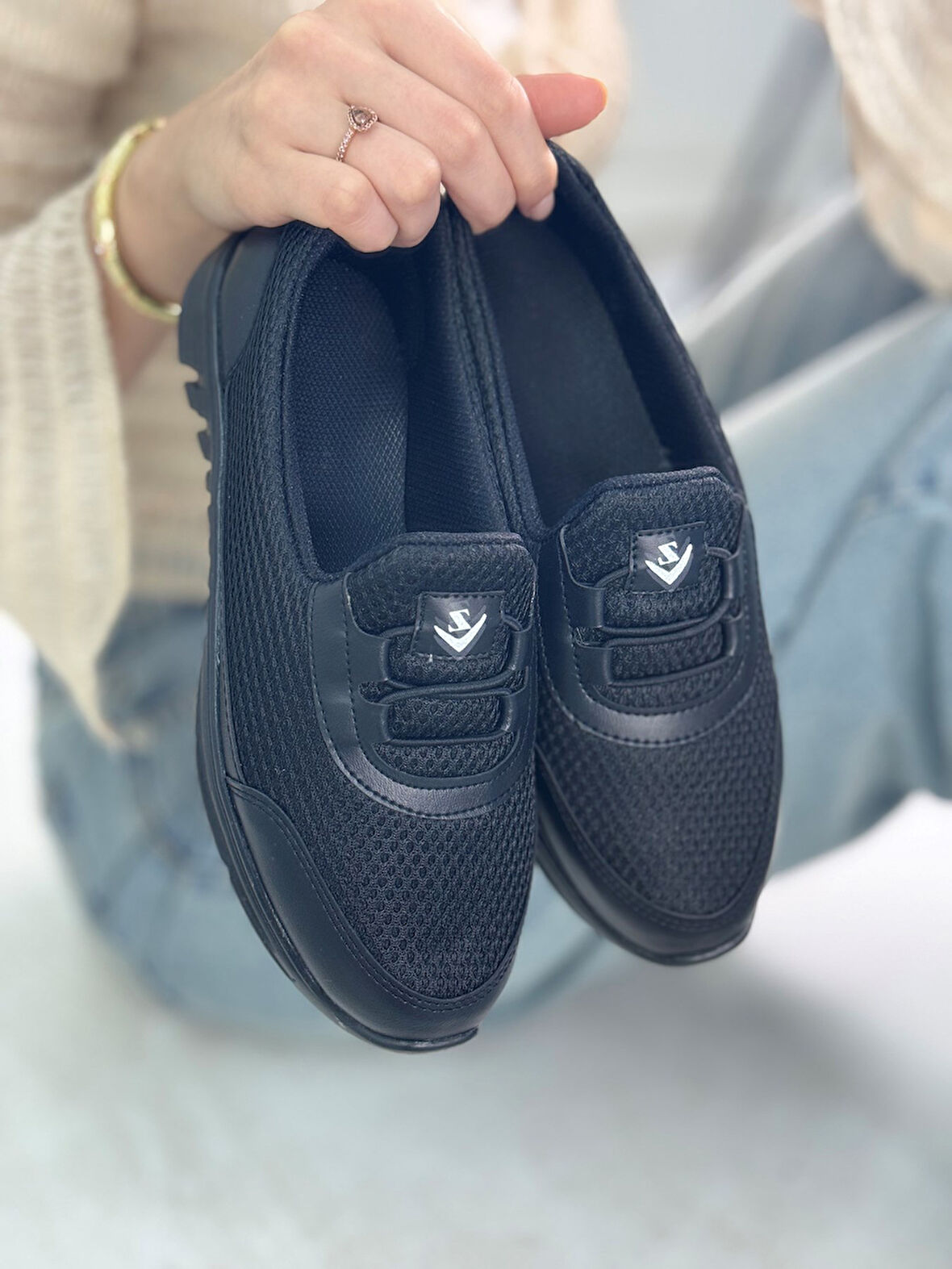 Günlük Kadın Spor Ayakkabı Lastik Bağcık Fileli Hava Alabilen Rahat  Kaymaz Taban Sneaker 3005