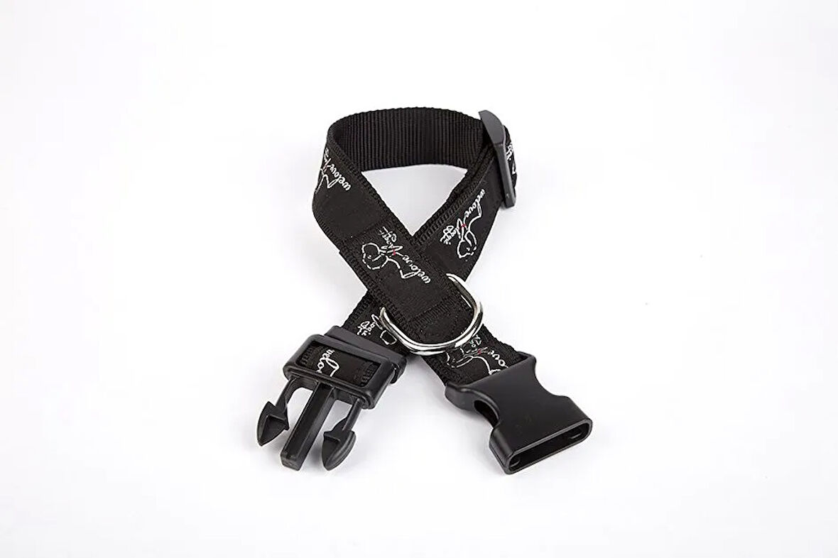 Köpek Desenli Dokuma Köpek Boyun Tasması 3 cm x 36-60 cm