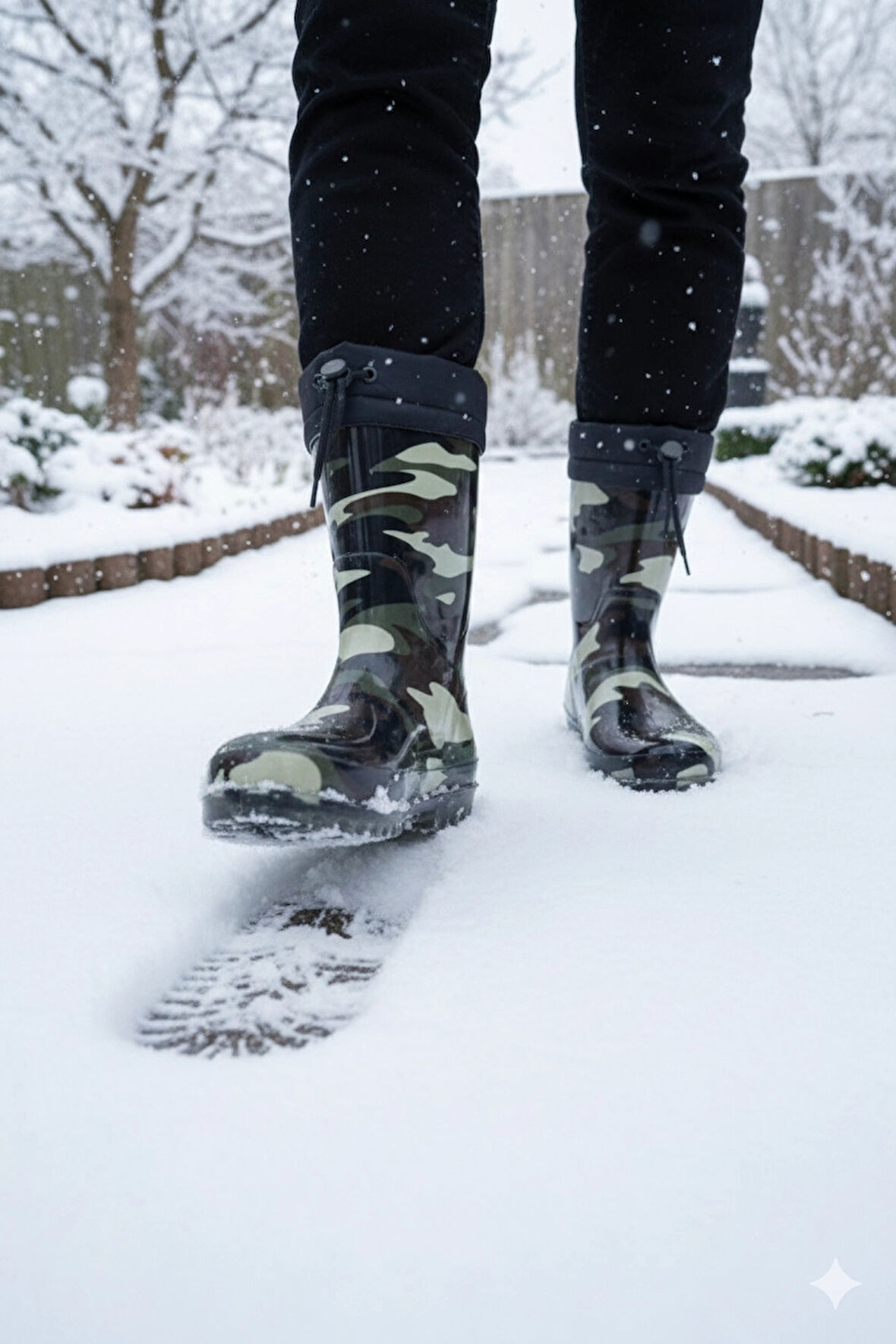 Konçlu Peluşlu Unisex Yağmur Çizmesi 36-40 Yeni Askeri Kamuflaj