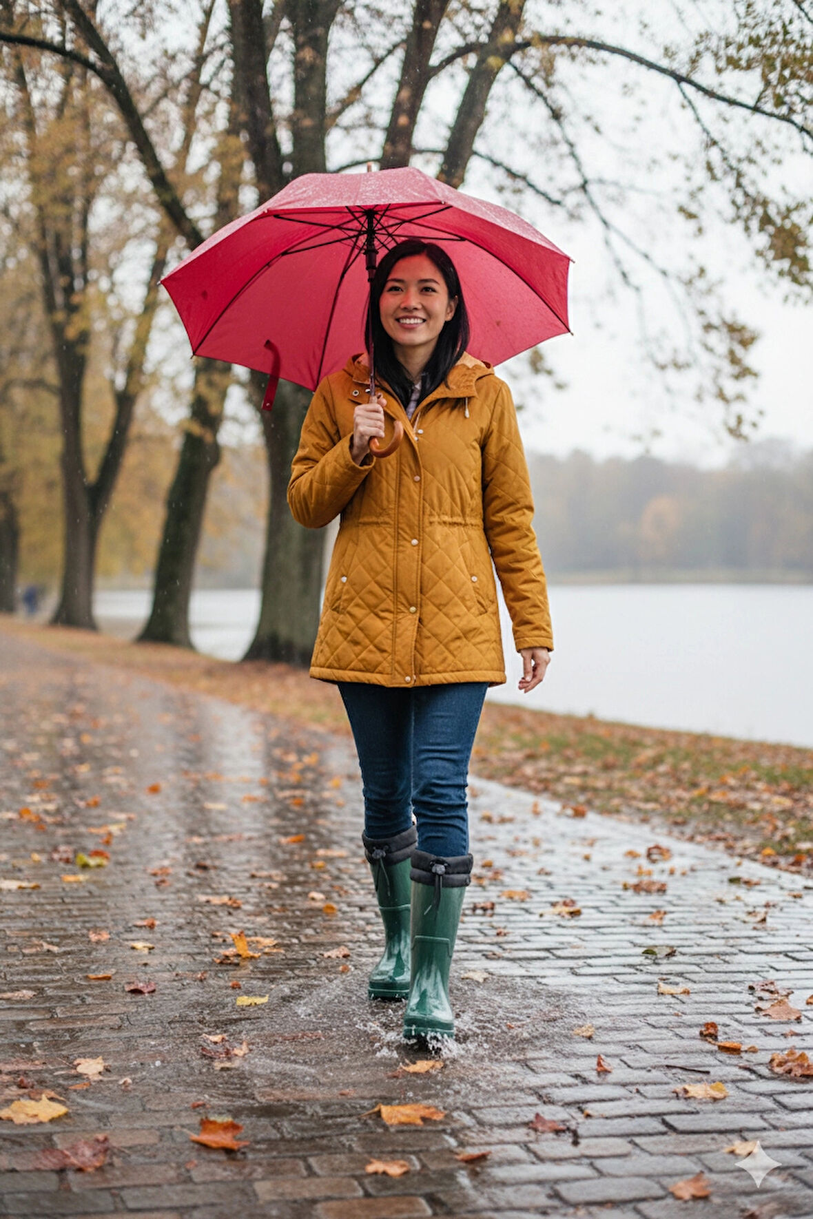 Konçlu Kadın Yağmur Çizmesi 36-40 Koyu Yeşil