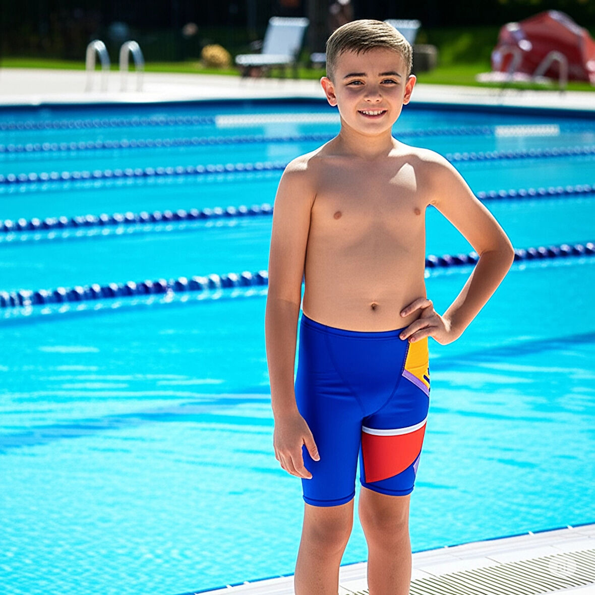 Speedo Placement V Cut Digital Jammer Erkek Çocuk Yüzücü Mayosu Mavi
