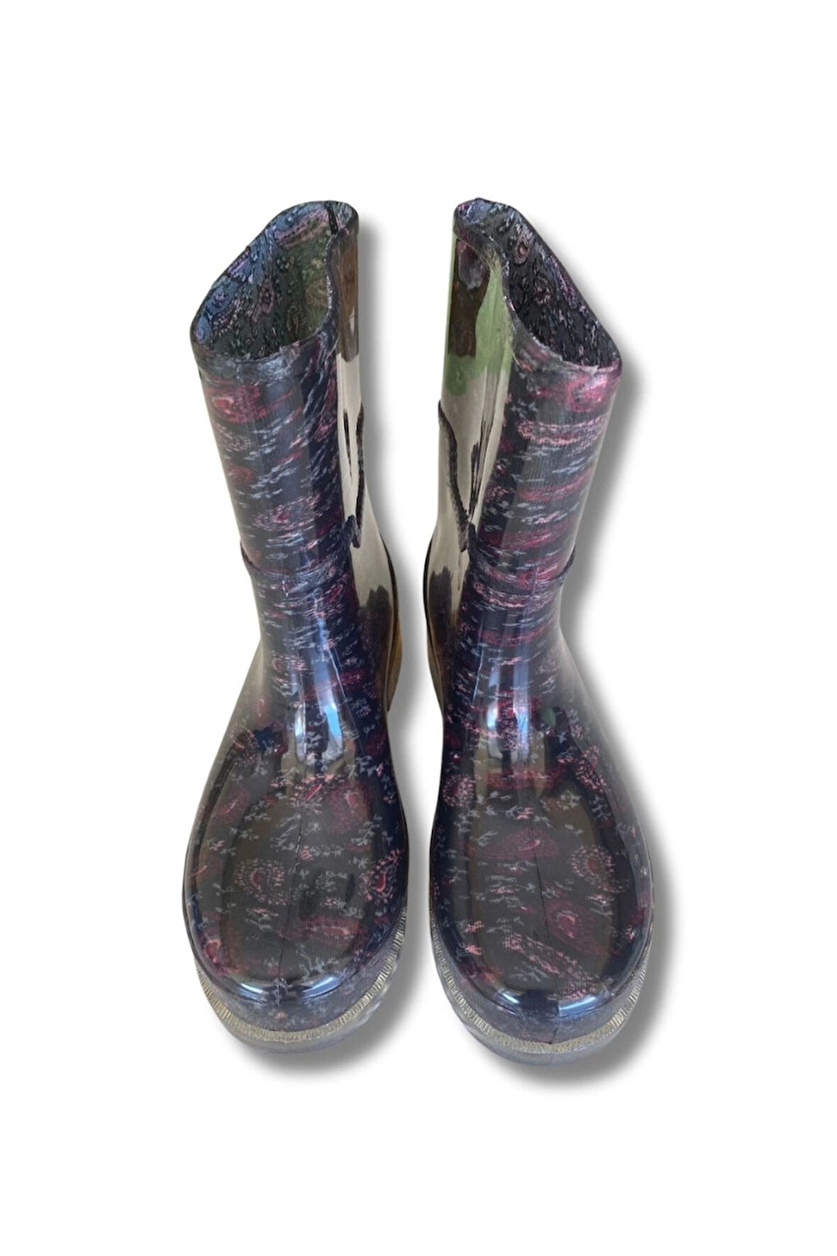 Bahçe ve Yağmur Çiçekli Kadın Çizmesi 36-40 Mürdüm