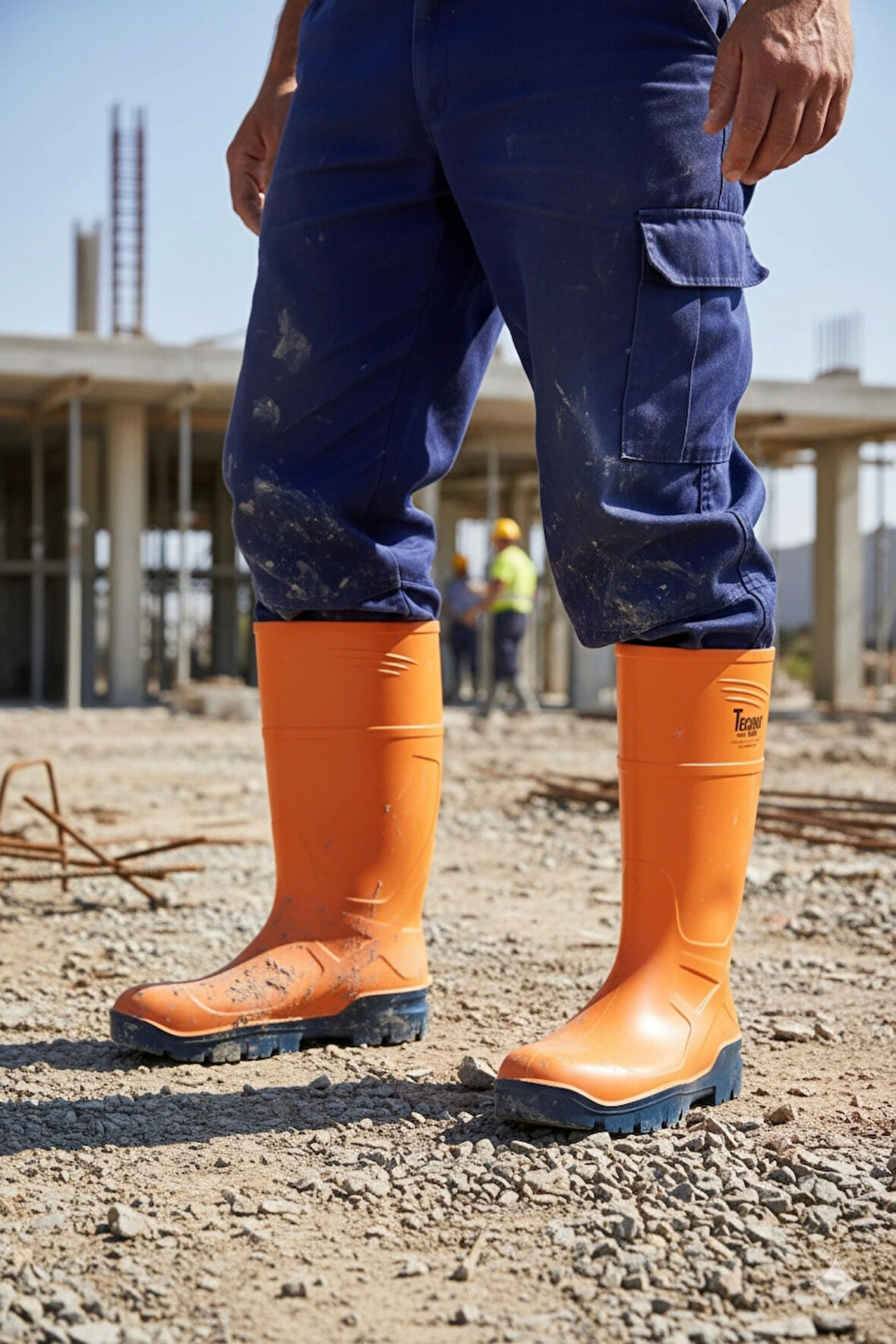 Techno Boots Poliüretan Soğuğa Dayanıklı Kısa Çelik Burunlu Turuncu Çizme