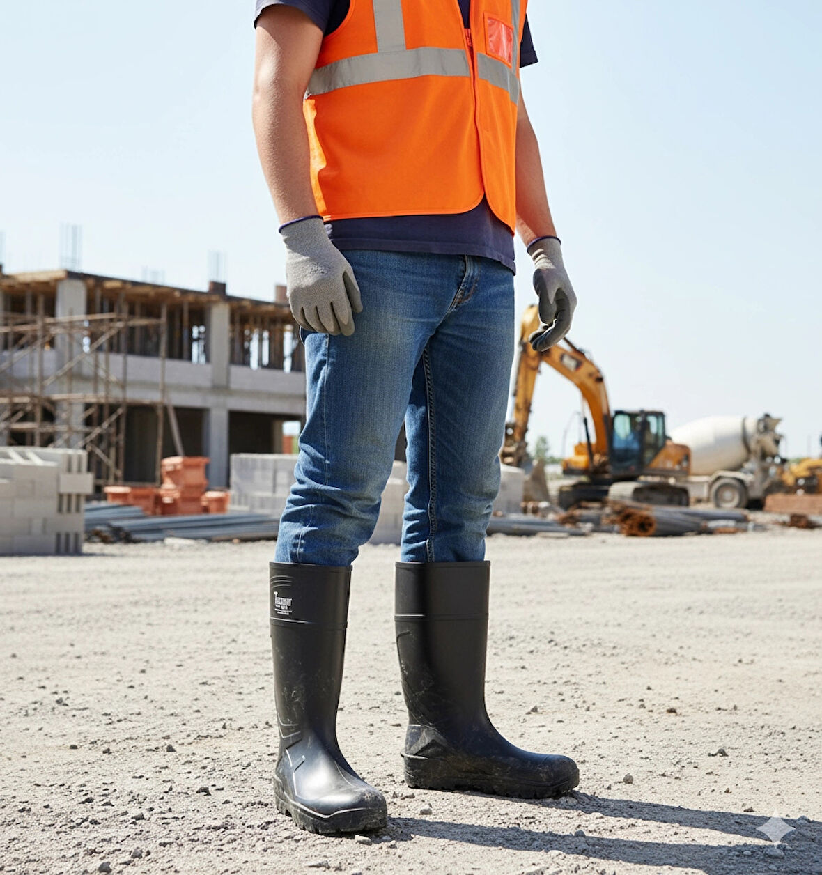 Techno Boots Poliüretan Soğuğa Dayanıklı Kısa Çelik Burunlu Siyah Çizme