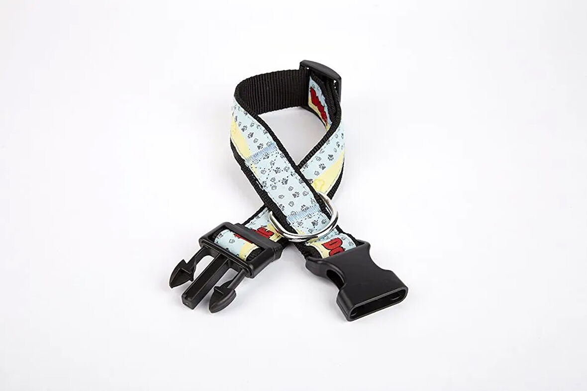 Pati Desenli Dokuma Köpek Boyun Tasması 3 cm x 36-60 cm Siyah