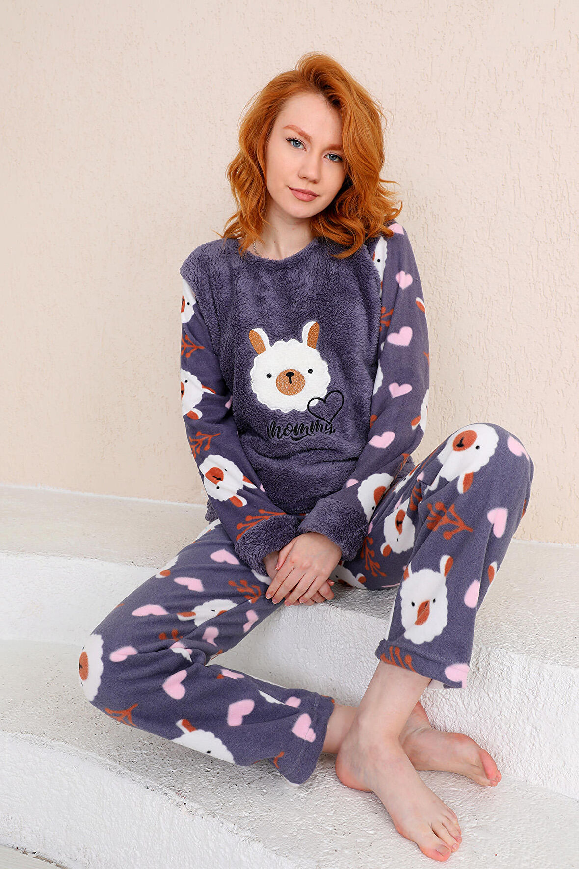 Nisanca Kışlık Kadın Welsoft Polar Pijama Takımı - Yeni Yıl Pijaması 