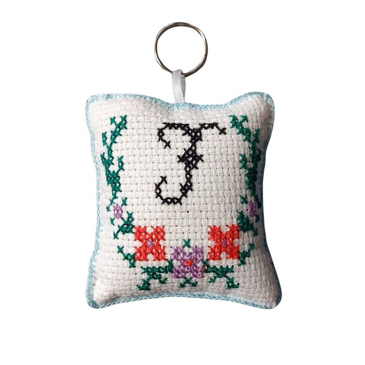 Uretti - Sibel 2453 9351 El Yapımı F Harfi Kanaviçe Anahtarlık