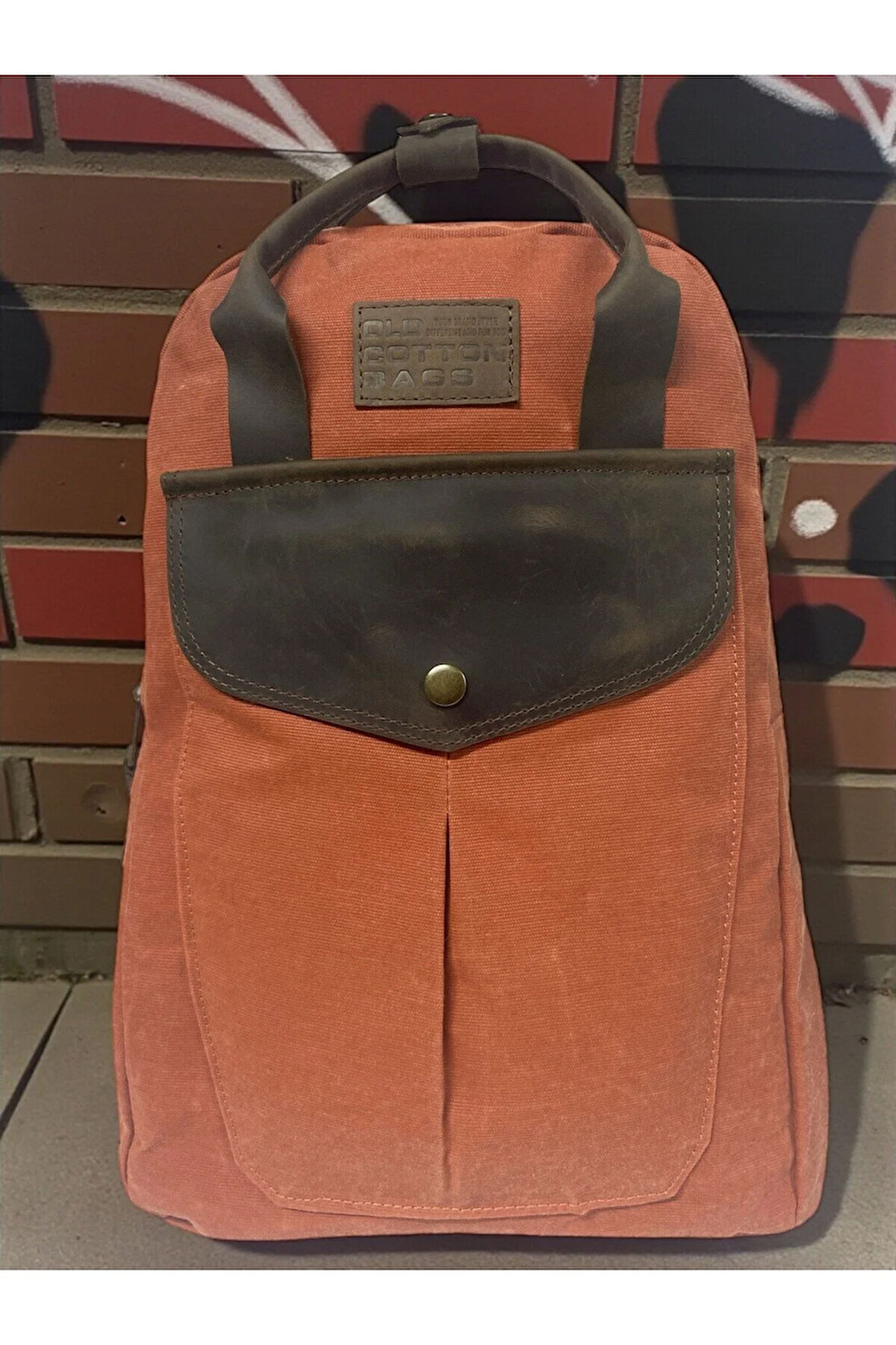 Vintage Deri Kanvas Su Geçirmez Disayn Unisex Gezi Okul Kamp Seyahat Sırt Çantası 28x39cm