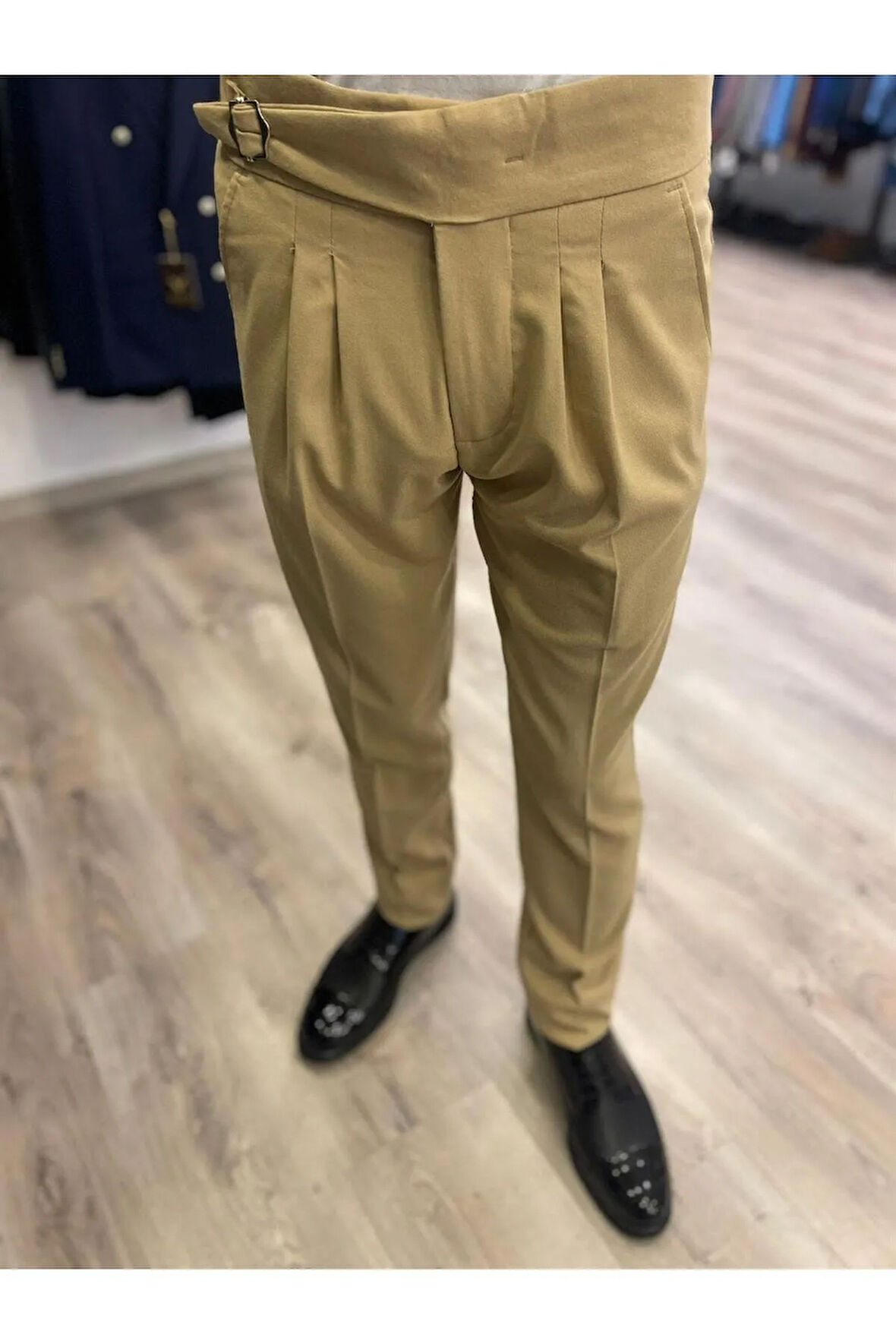 Slim Fit Kahverengi Pantolon Düz Desenli