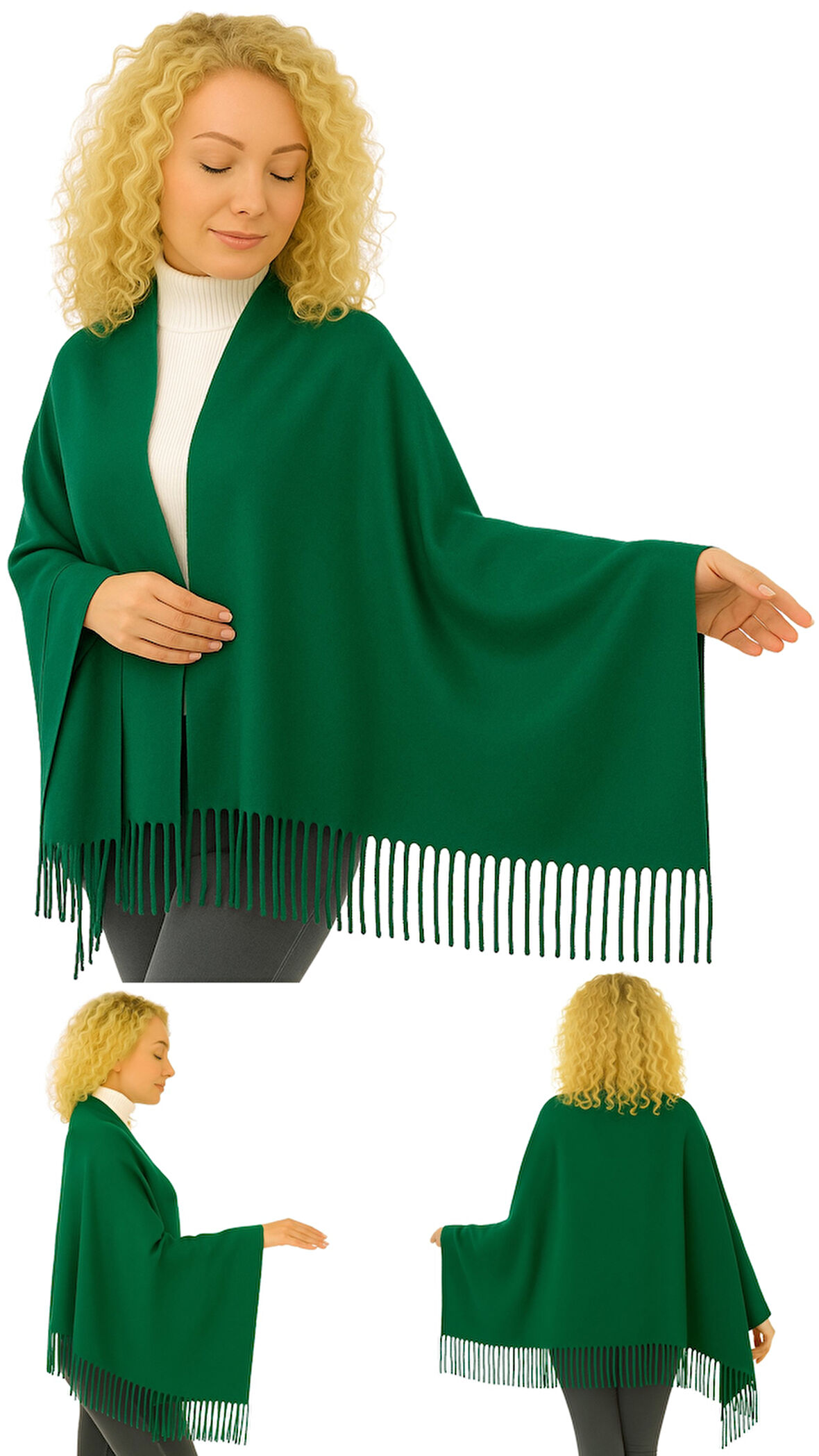 1 Adet Kadın Büyük Bedene Uygun Ekstra Yumuşak Dokulu Püskül Detaylı Kışlık Atkı Omuz Şalı