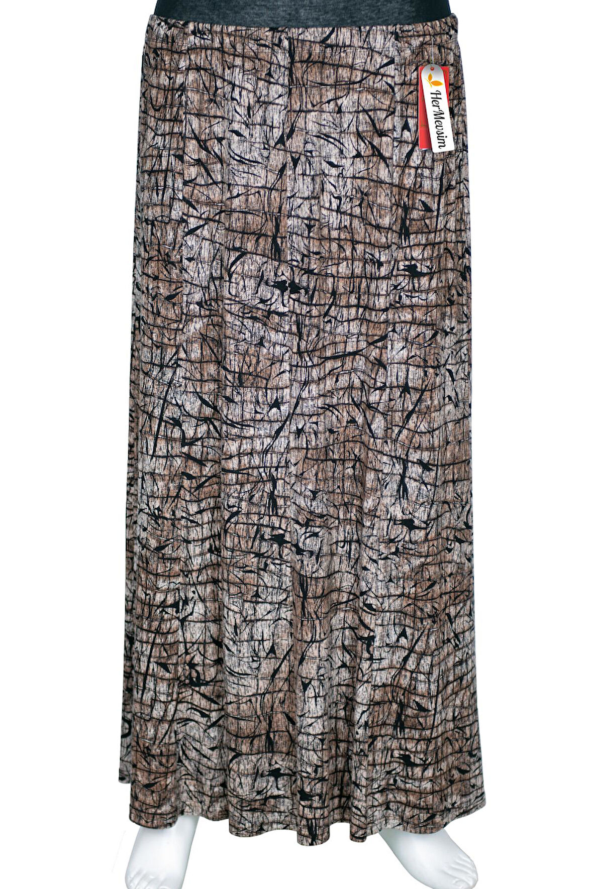 Hesna Kadın Betül 8 Parça Lastikli Astarsız Taş Beji Etek Desen 46