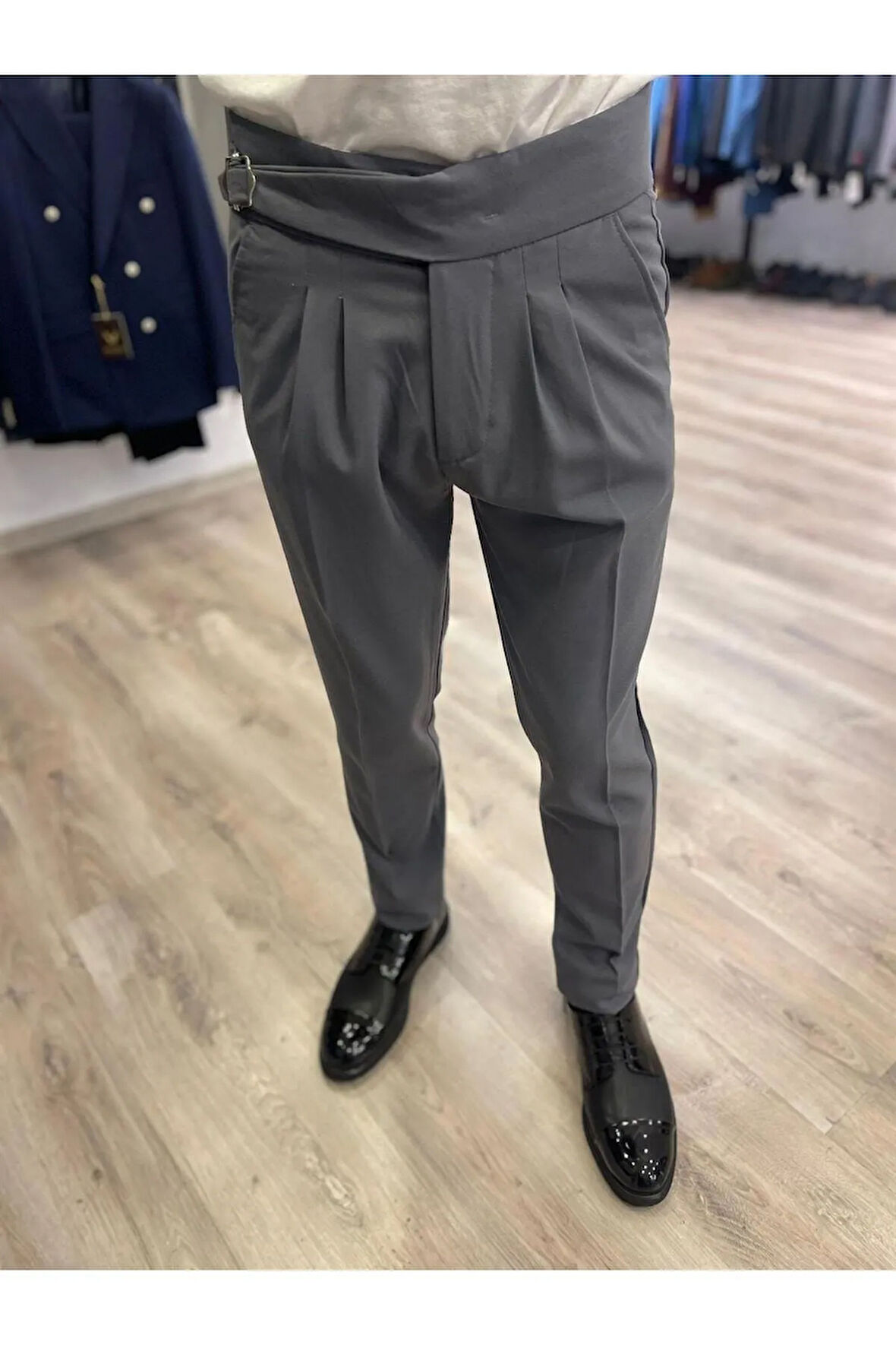 Slim Fit Açık Mavi Pantolon Düz Desenli