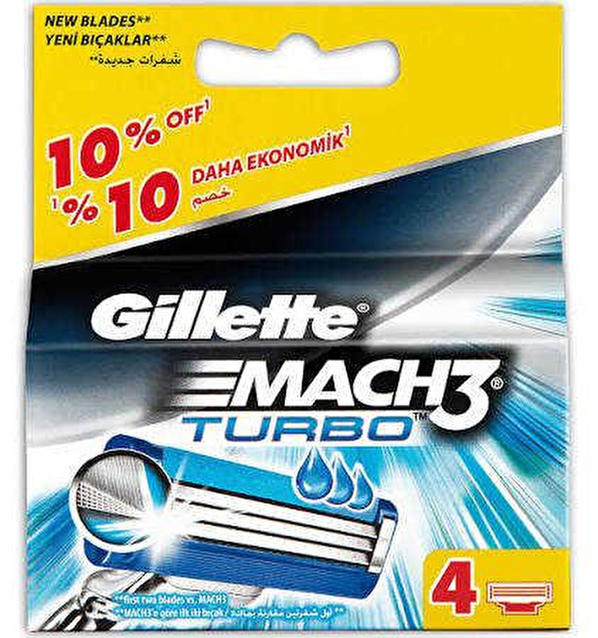 Gillette Mach 3 Turbo 4'lü 3 Bıçaklı Tüm Cilt Tipleri İçin Bıçak Yedeği