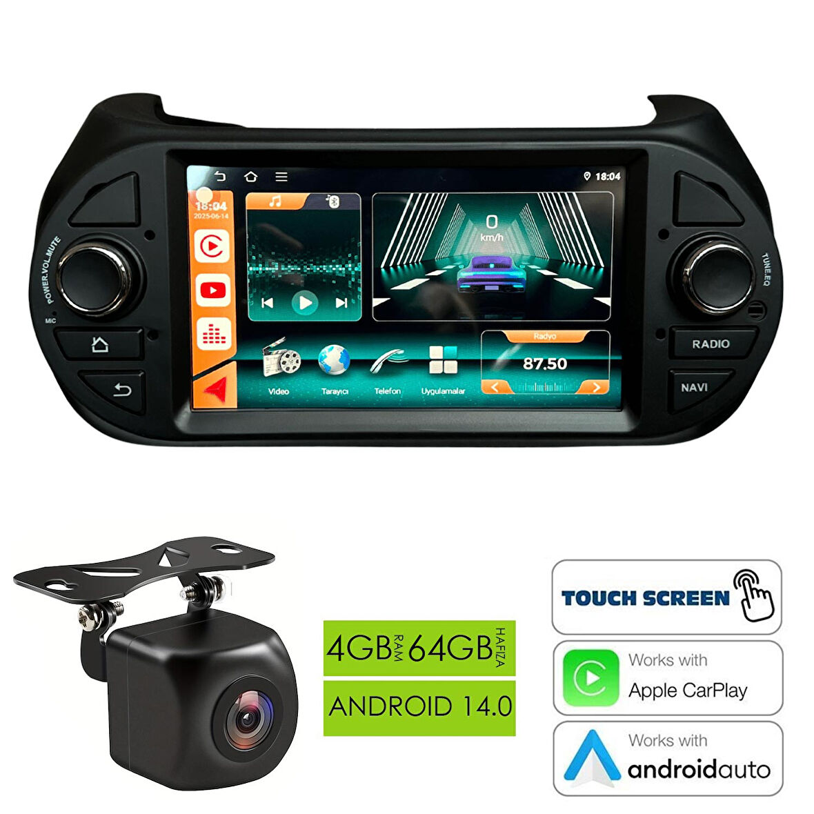 Fimex NAV-9920 Tablet Multimedya Android 7 İnç 4+64GB 8 Çekirdek Fiat Fiorino 2008-2018
