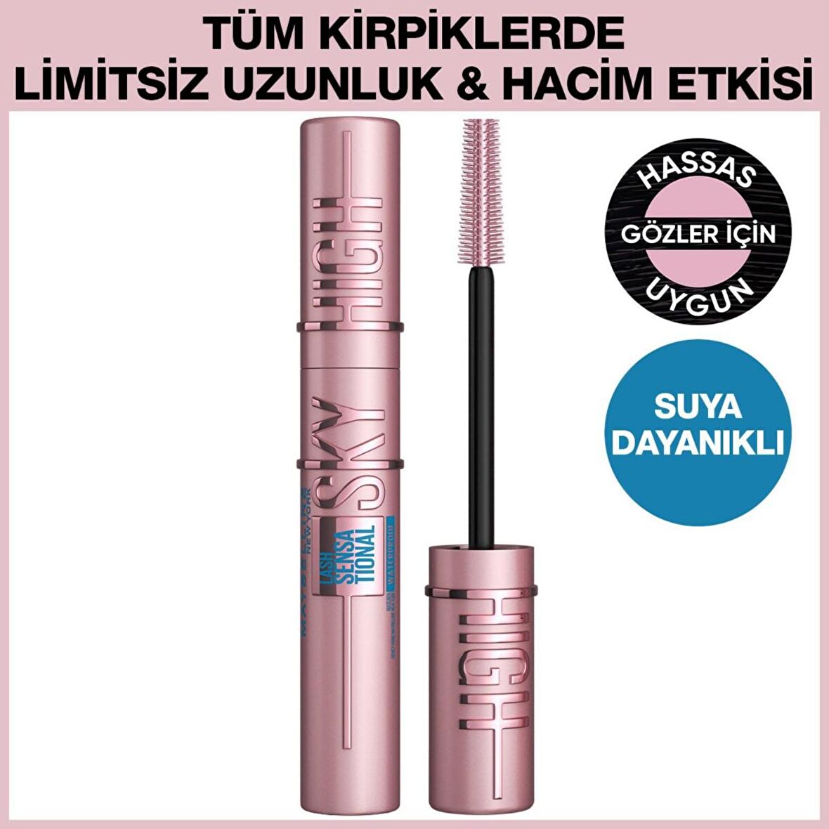 Maybelline Lash Sensational Sky High Suya Dayanıklı Silikon Fırça Siyah Rimel