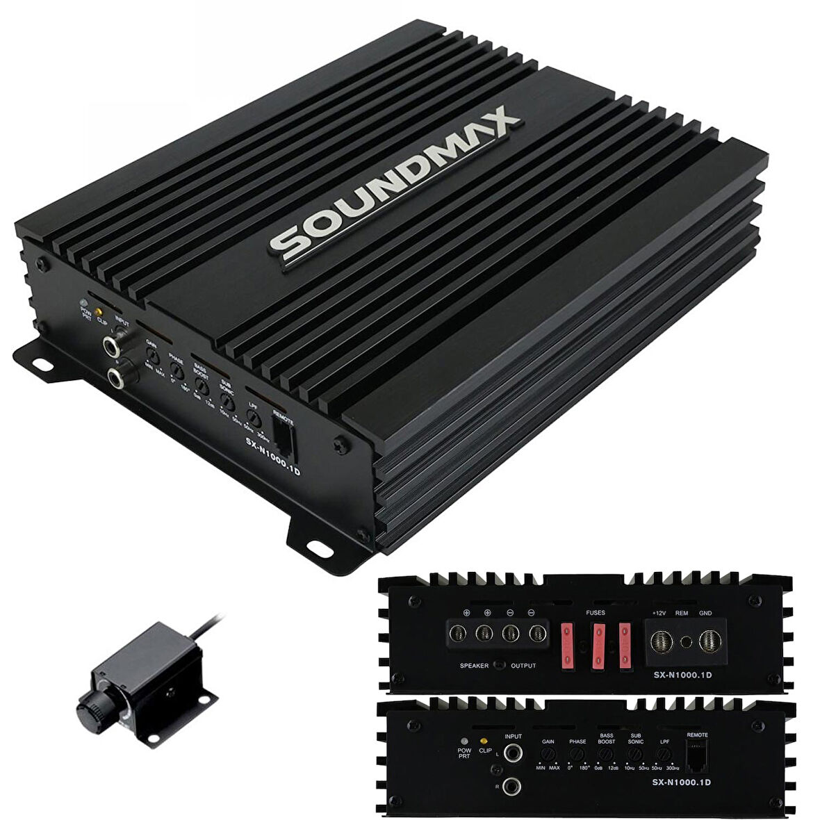 SOUNDMAX SX-N1000.1D Oto Anfi Mono 1000 Watt 1 Kanal Bass Kontrol